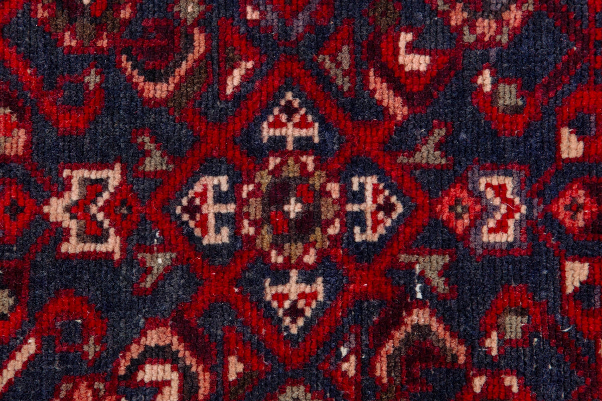 Turkish Anatolian runner rug in deep red and charcoal, view 3 of 18