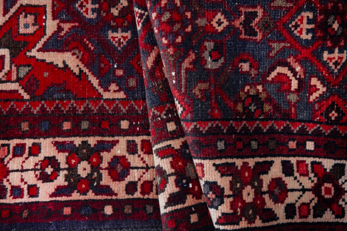 Turkish Anatolian runner rug in deep red and charcoal, view 9 of 18