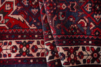 Turkish Anatolian runner rug in deep red and charcoal, view 9 of 18
