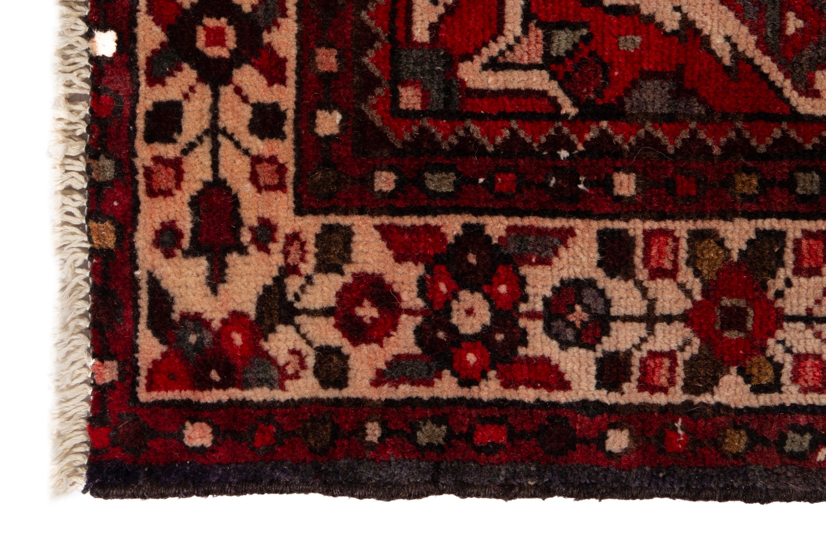 Persian runner rug in deep red and charcoal, view 5 of 17