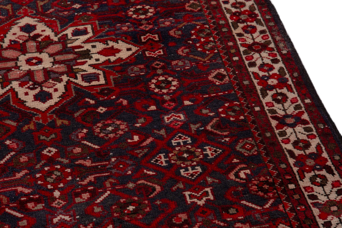 Turkish Anatolian runner rug in deep red and charcoal, view 16 of 18