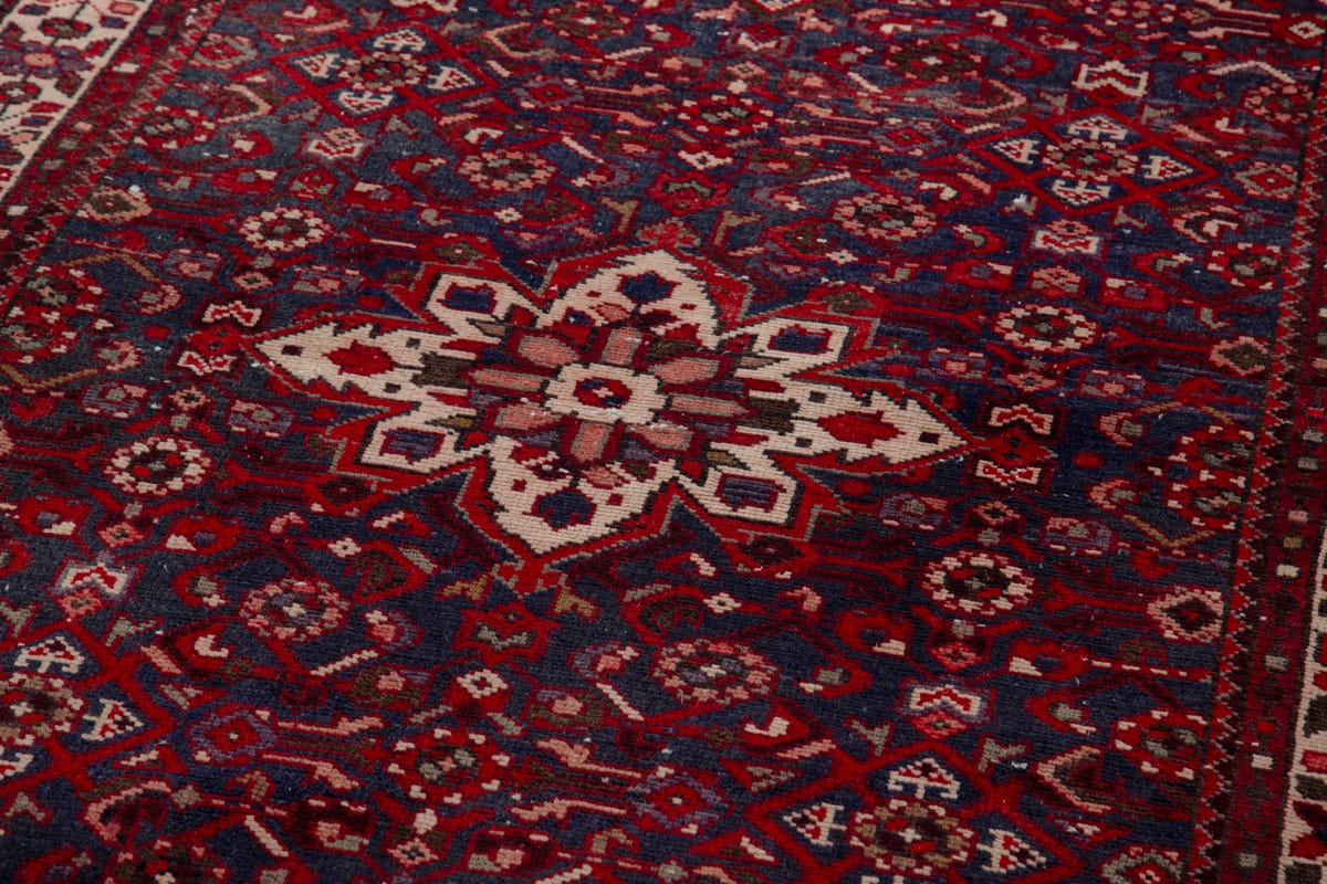 Turkish Anatolian runner rug in deep red and charcoal, view 18 of 18
