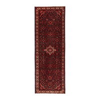Turkish Anatolian runner rug in deep red and charcoal, 3'7" x 10'7"
