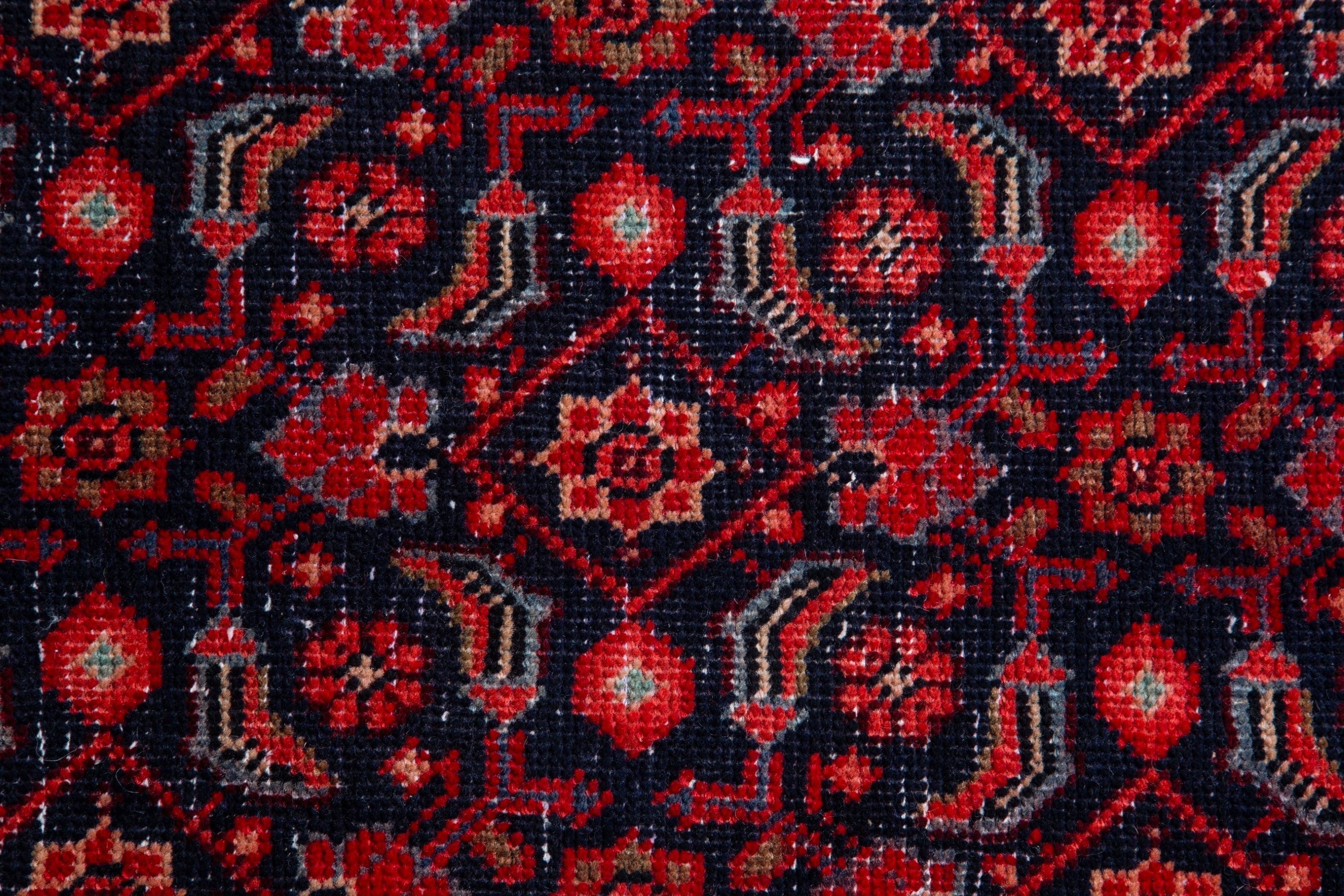 Persian Hamedan runner rug in deep red and burgundy, view 11 of 18