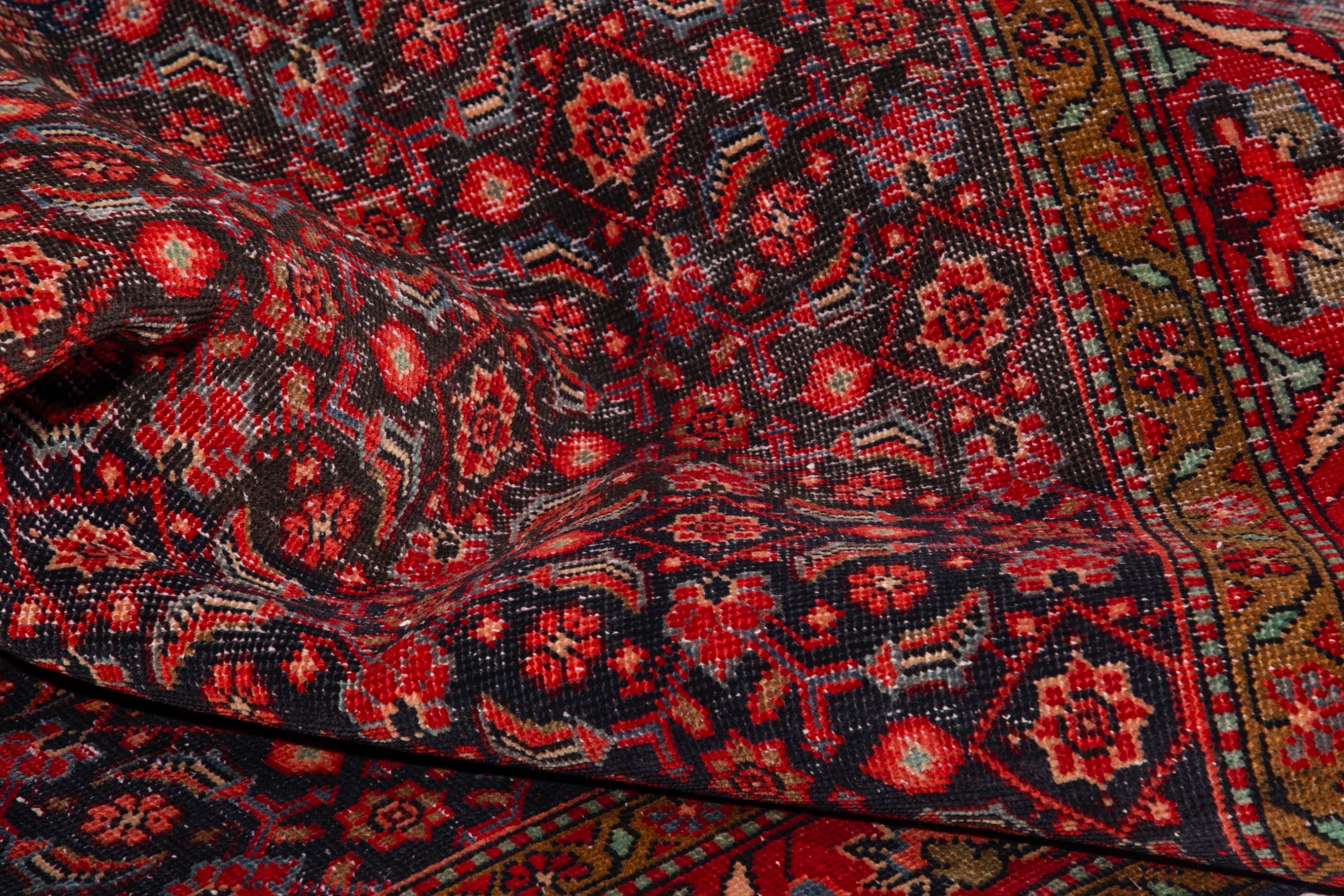 Persian Hamedan runner rug in deep red and burgundy, view 13 of 18