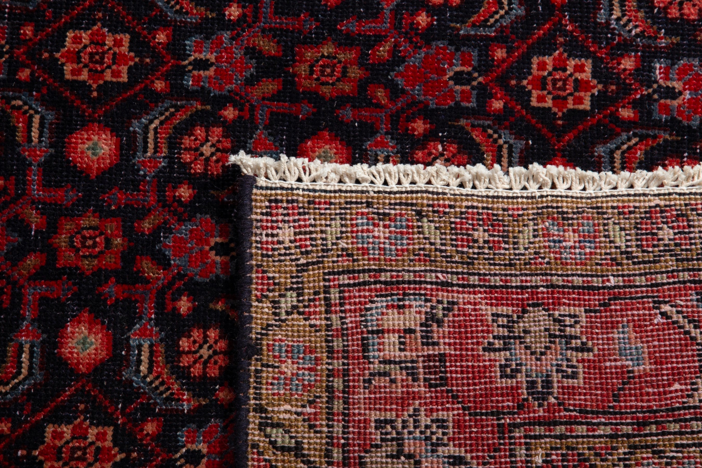 Persian Hamedan runner rug in deep red and burgundy, view 18 of 18