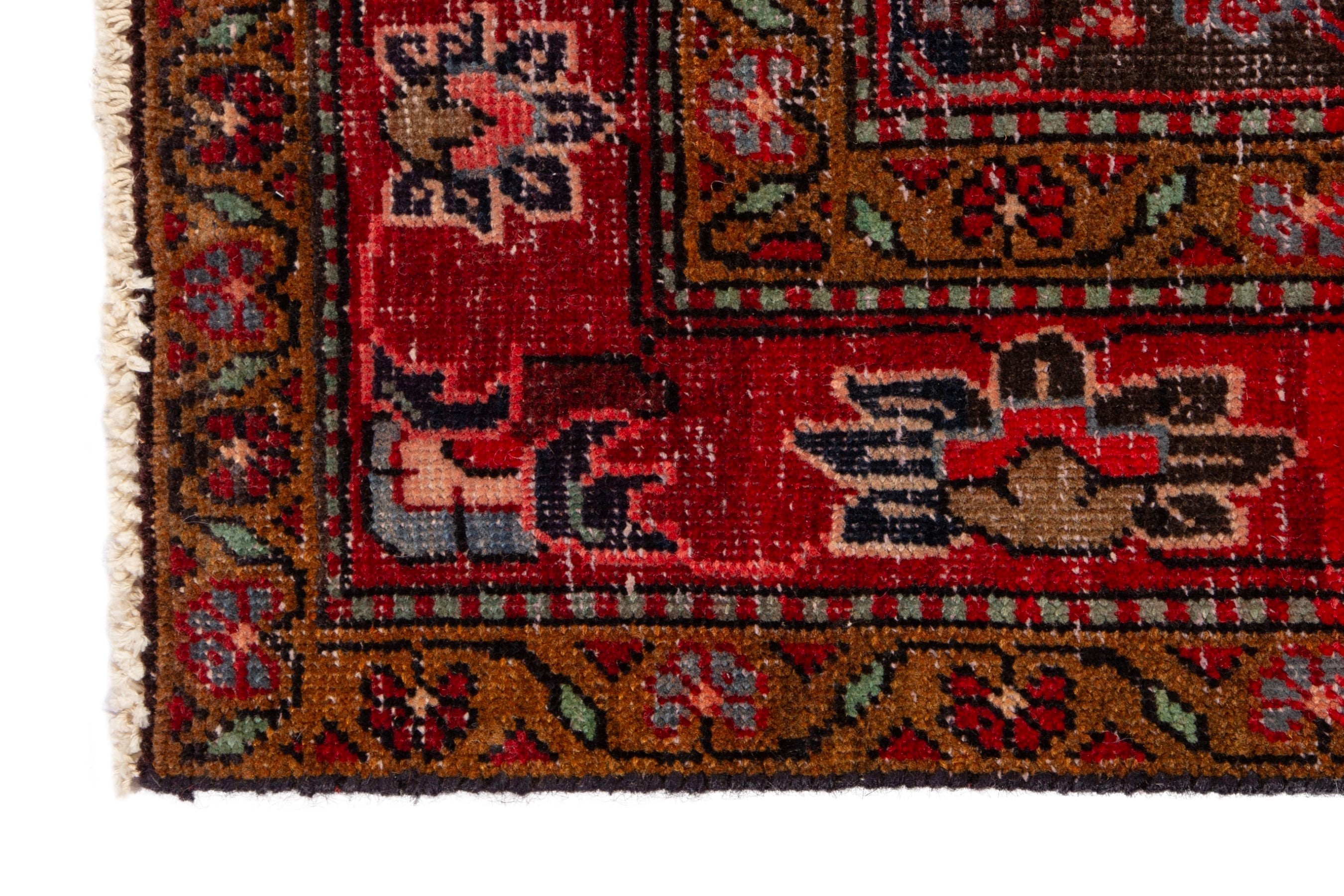 Persian Hamedan runner rug in deep red and burgundy, view 5 of 18