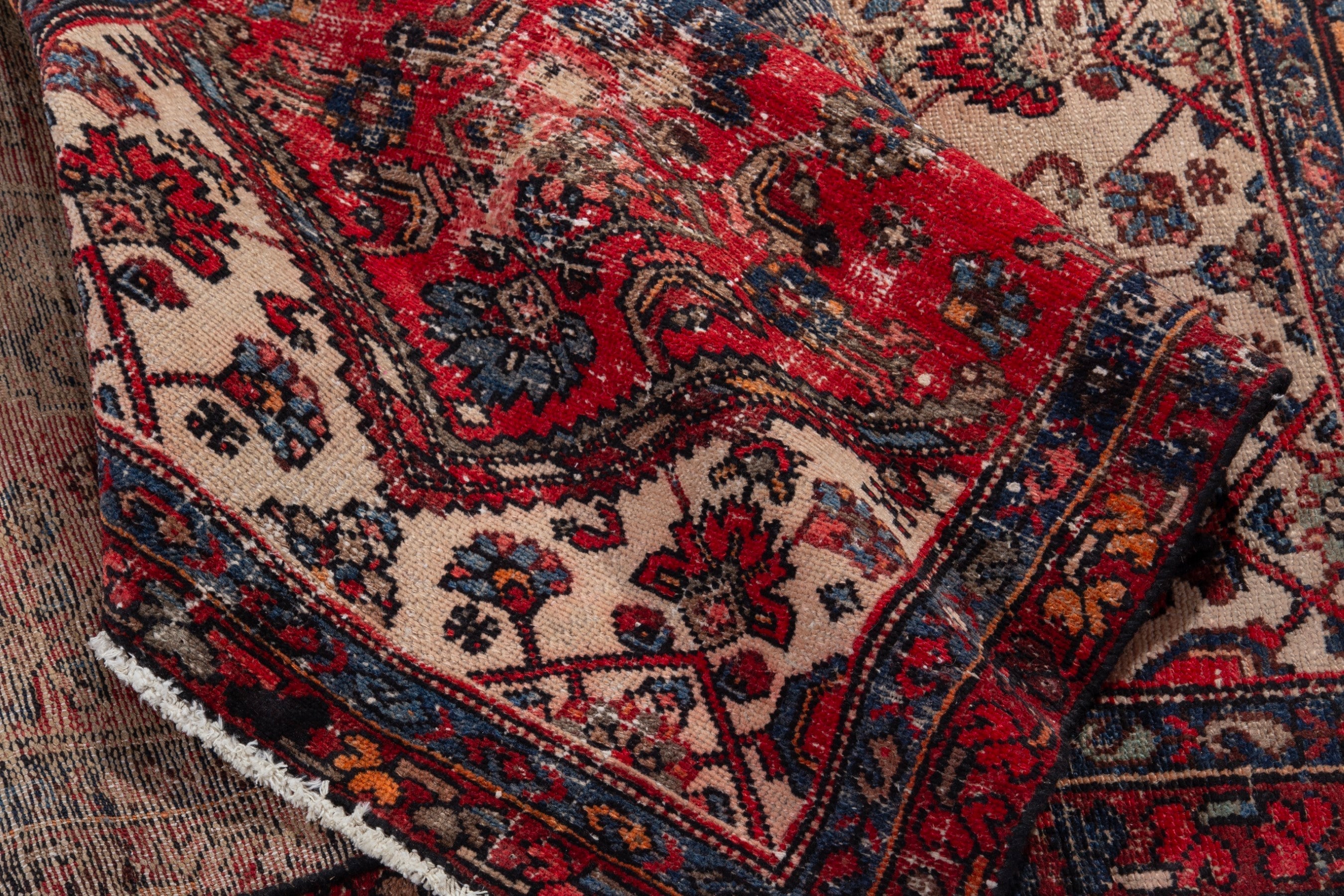 Persian Zanjan runner rug in deep red and burgundy, view 14 of 18