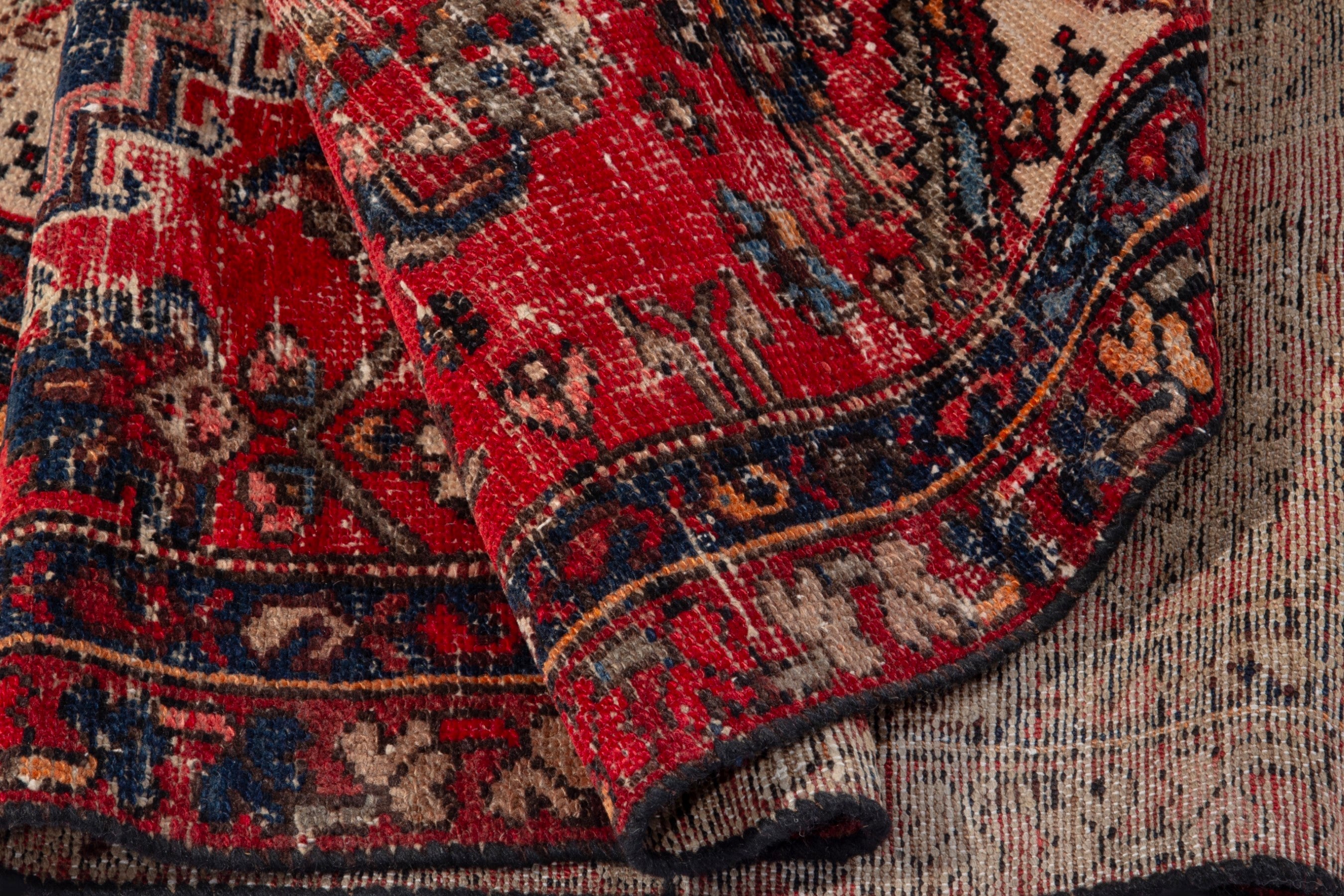 Persian Zanjan runner rug in deep red and burgundy, view 16 of 18