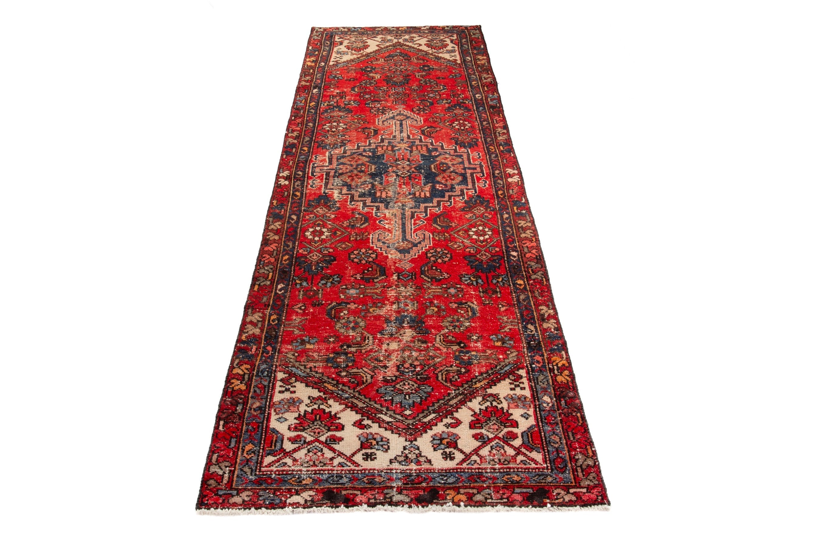 Persian Zanjan runner rug in deep red and burgundy, view 3 of 18