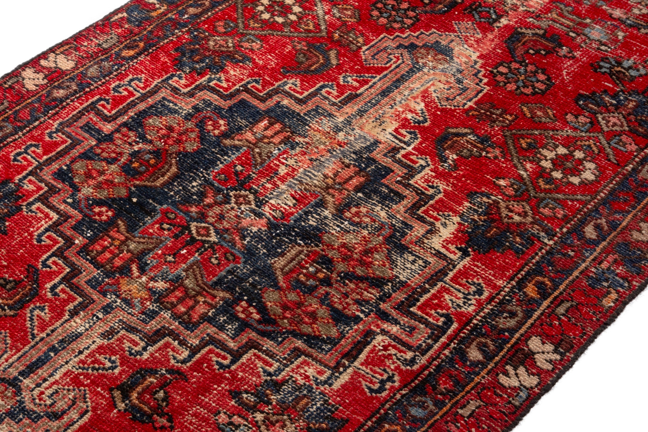 Persian Zanjan runner rug in deep red and burgundy, view 6 of 18