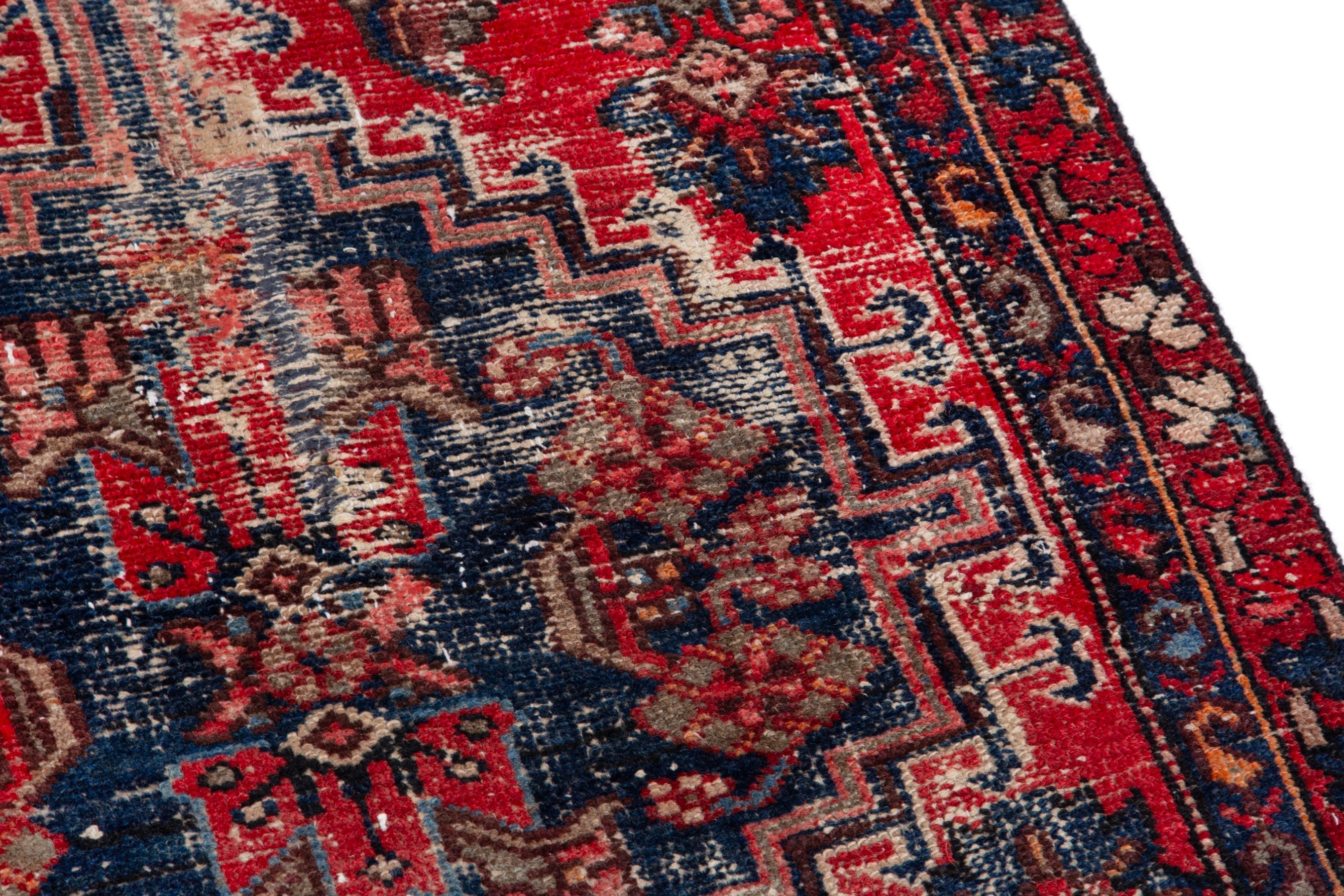 Persian Zanjan runner rug in deep red and burgundy, view 7 of 18