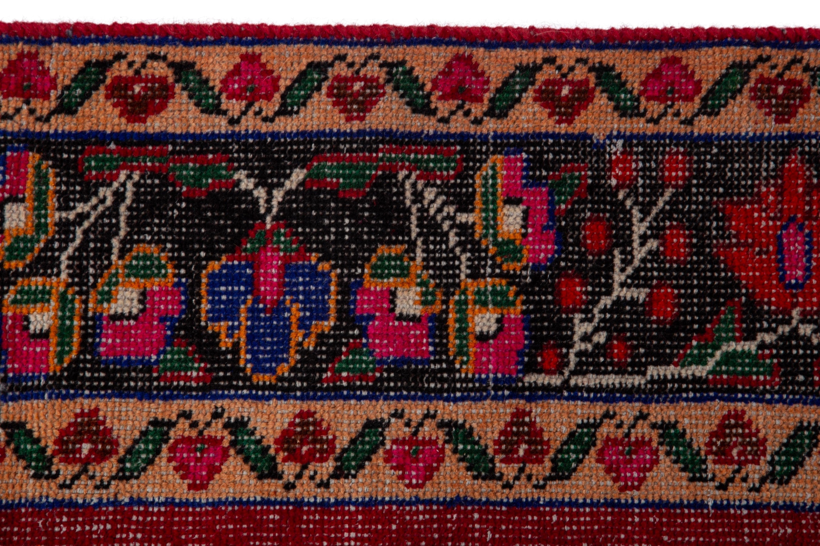 Persian Ferdos runner rug in deep red and navy, view 10 of 20