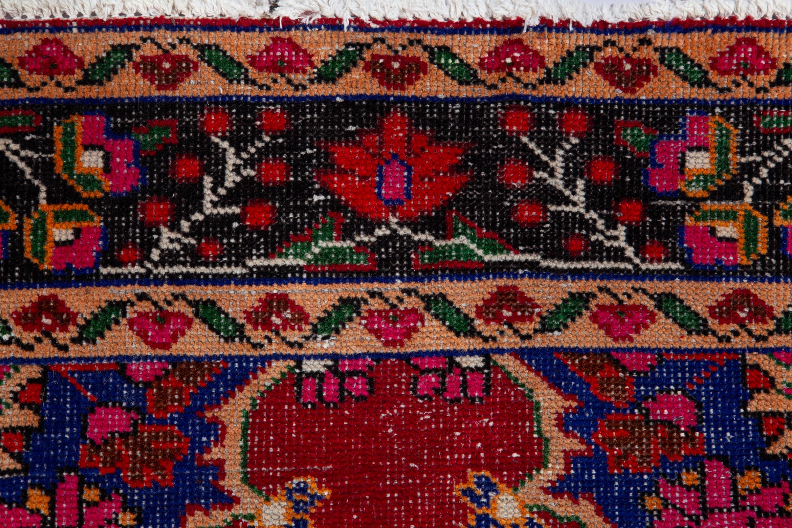 Persian Ferdos runner rug in deep red and navy, view 11 of 20