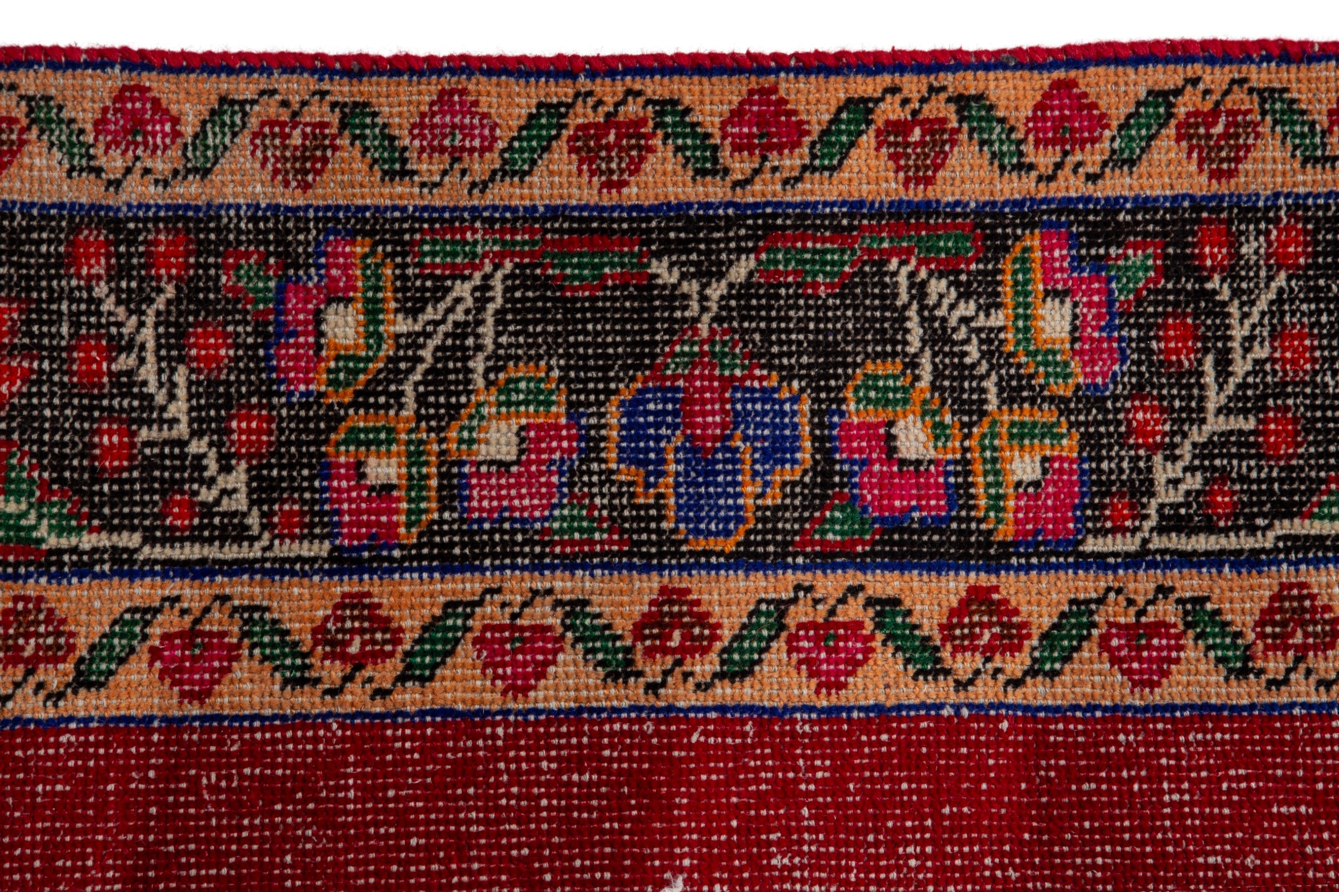 Persian Ferdos runner rug in deep red and navy, view 12 of 20