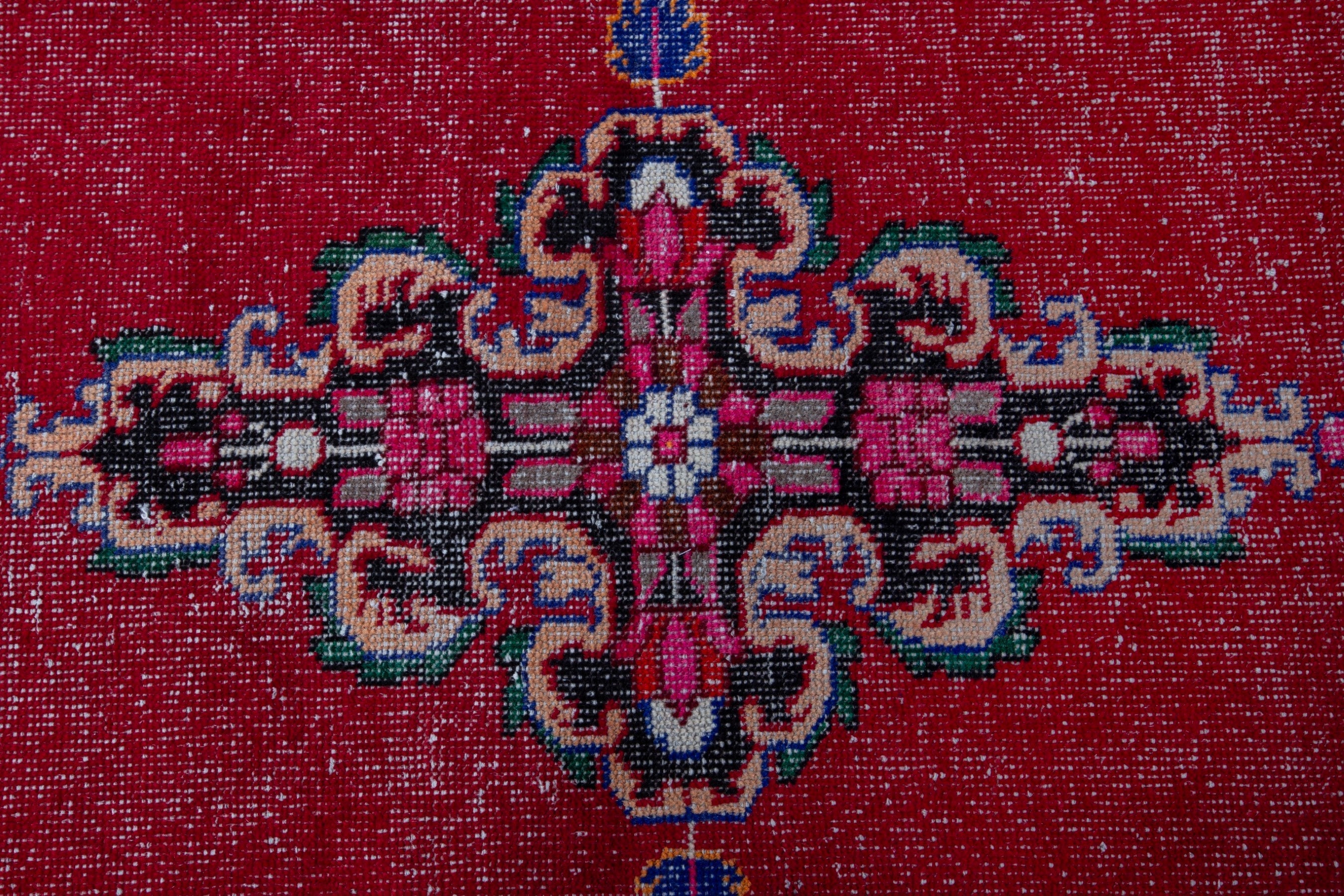 Persian Ferdos runner rug in deep red and navy, view 13 of 20