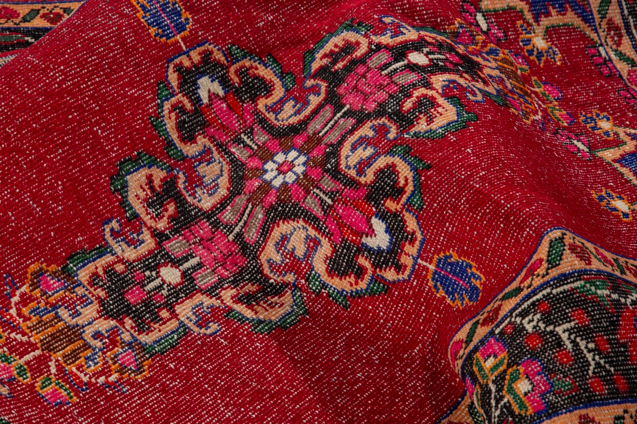 Persian Ferdos runner rug in deep red and navy, view 15 of 20