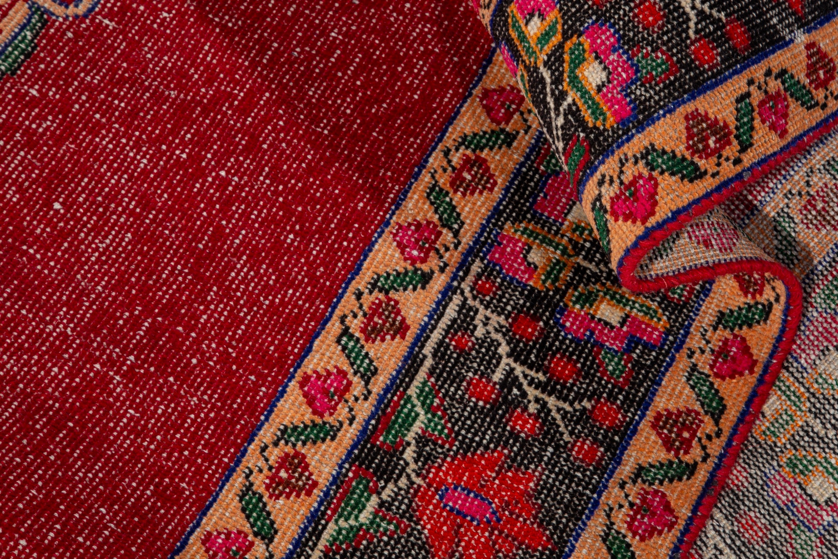 Persian Ferdos runner rug in deep red and navy, view 16 of 20