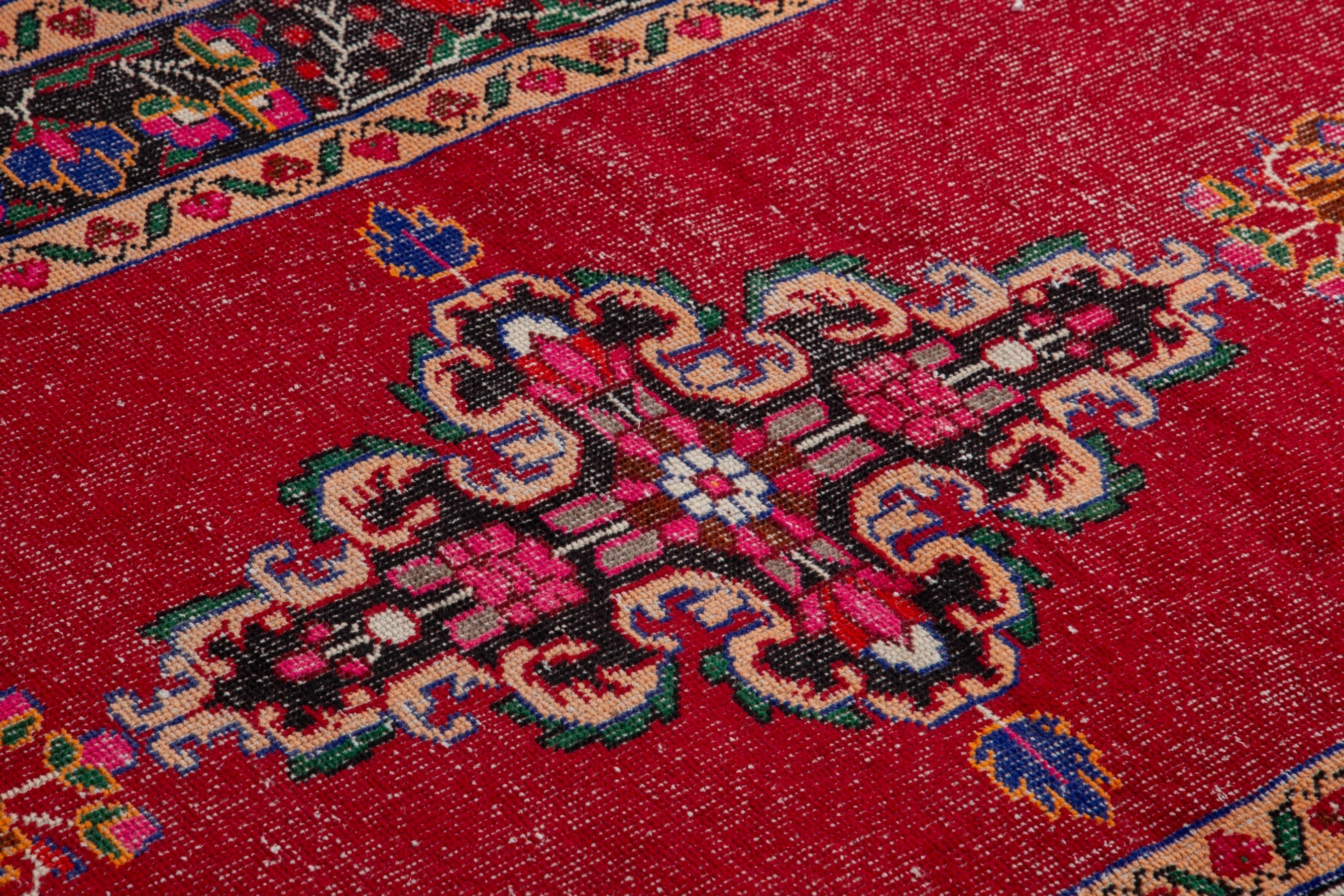 Persian Ferdos runner rug in deep red and navy, view 9 of 20
