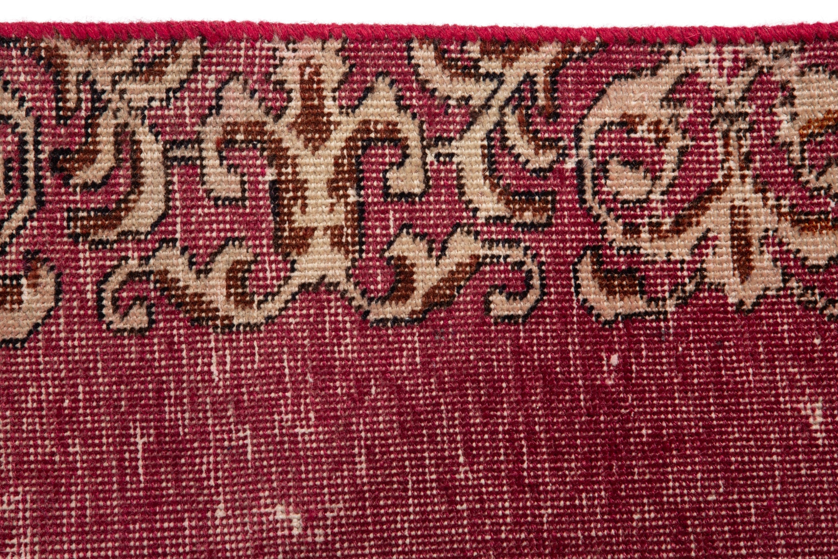 Persian Tabriz runner rug in faded red and antique gold, view 10 of 16