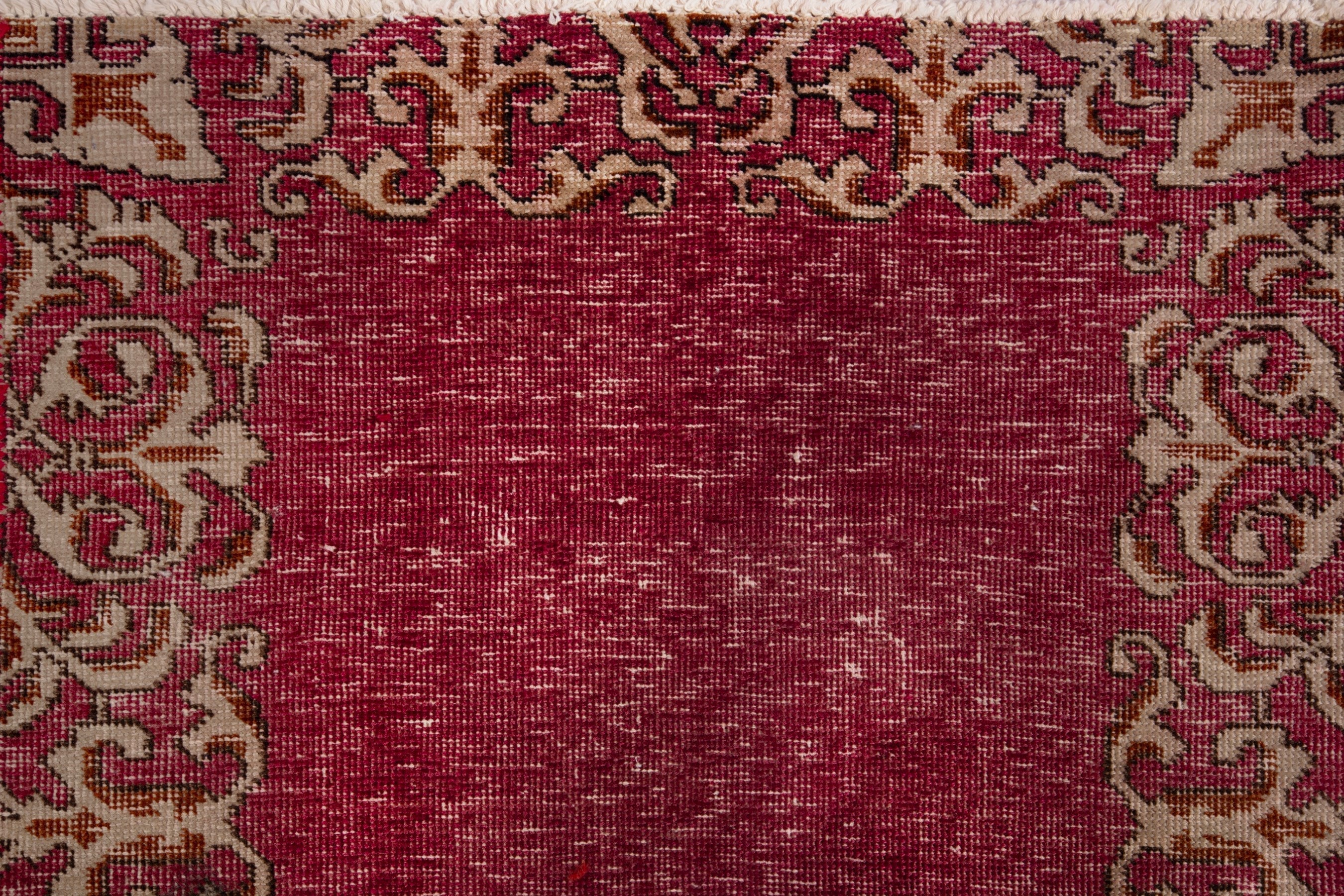 Persian Tabriz runner rug in faded red and antique gold, view 11 of 16