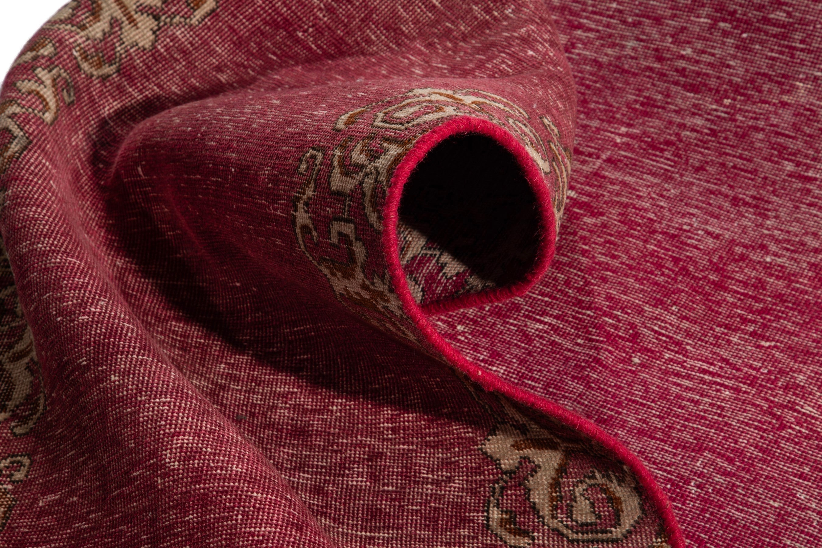 Persian Tabriz runner rug in faded red and antique gold, view 13 of 16
