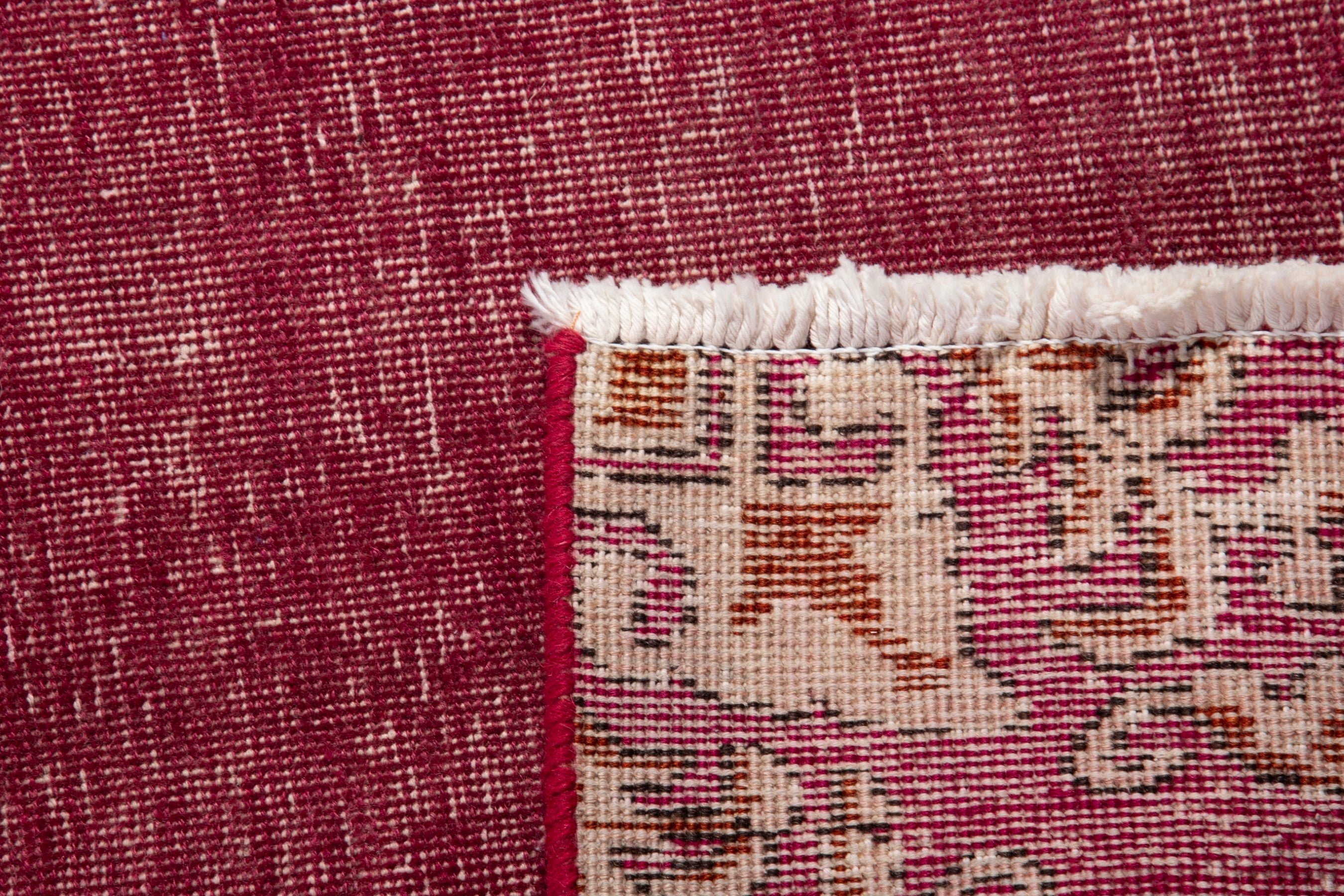 Persian Tabriz runner rug in faded red and antique gold, view 16 of 16