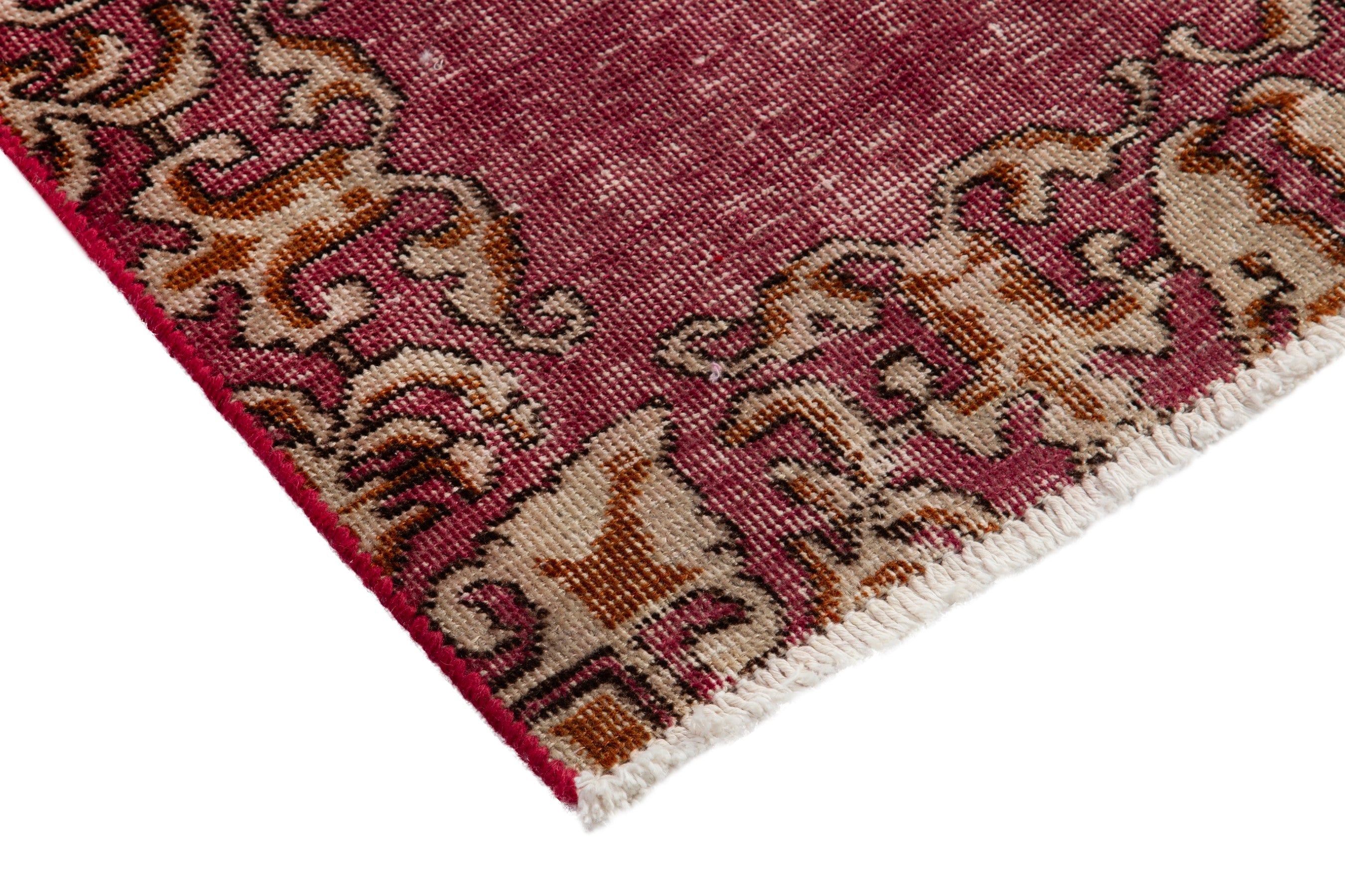 Persian Tabriz runner rug in faded red and antique gold, view 4 of 16