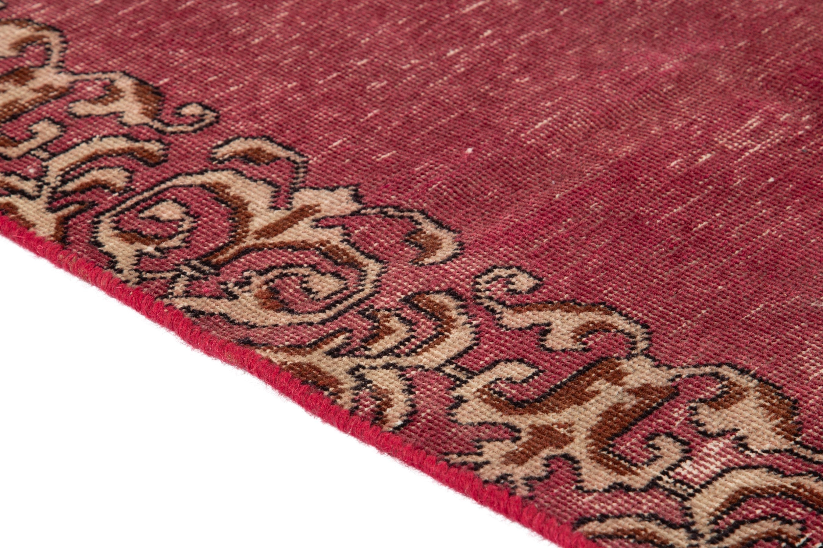Persian Tabriz runner rug in faded red and antique gold, view 8 of 16