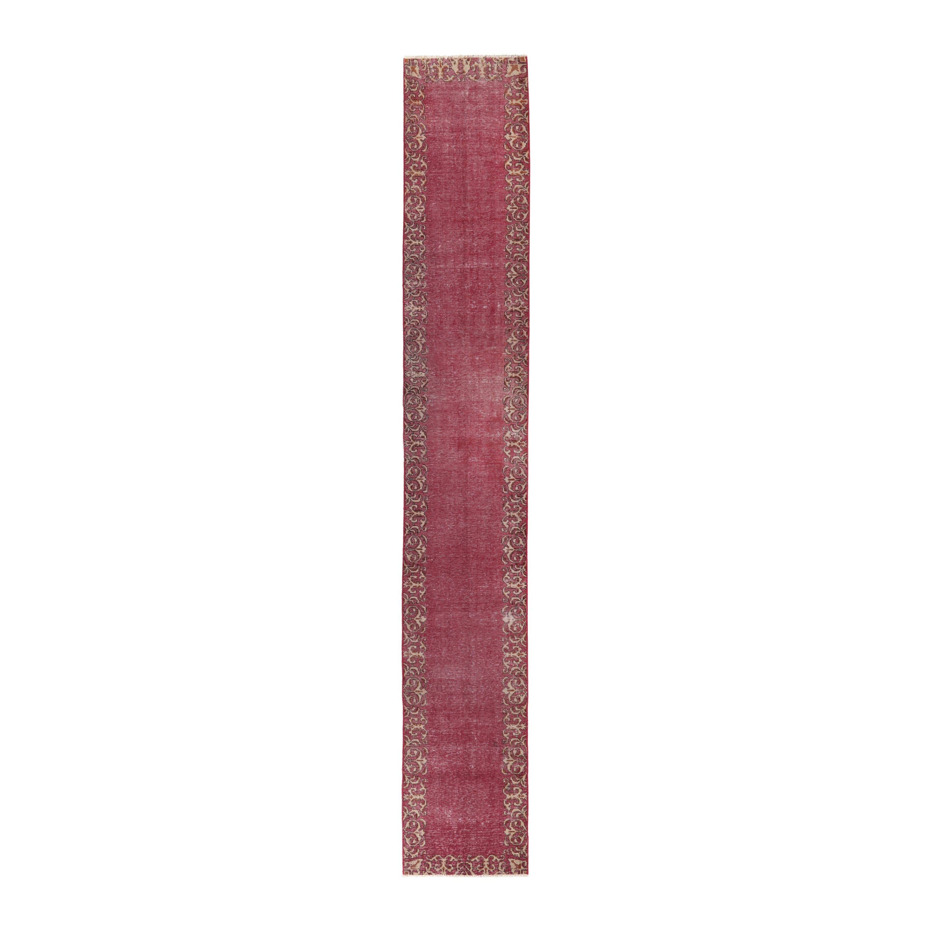 Persian Tabriz runner rug in faded red and antique gold, 2'4" x 15'5"