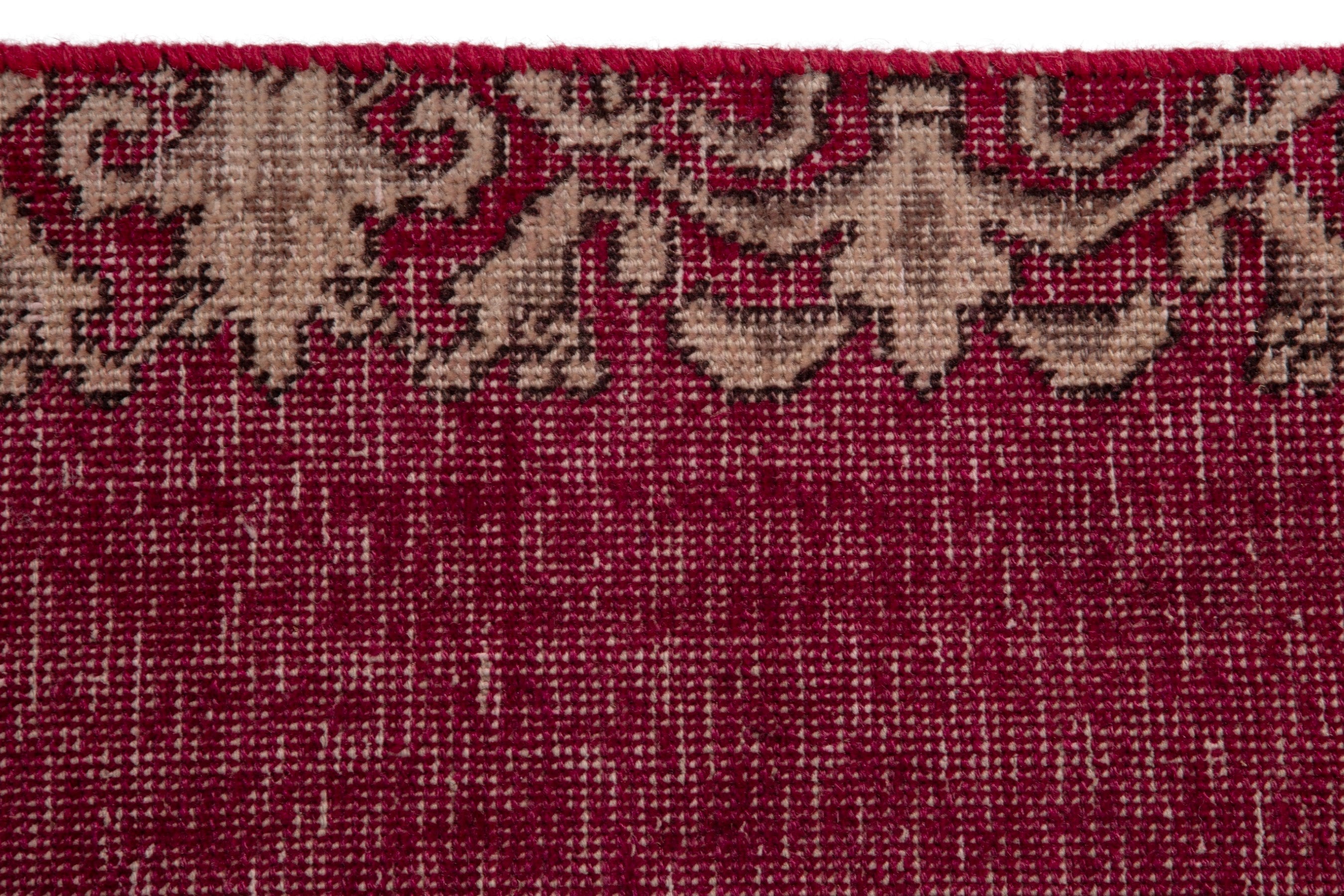 Persian Tabriz runner rug in burgundy and cream, view 10 of 17
