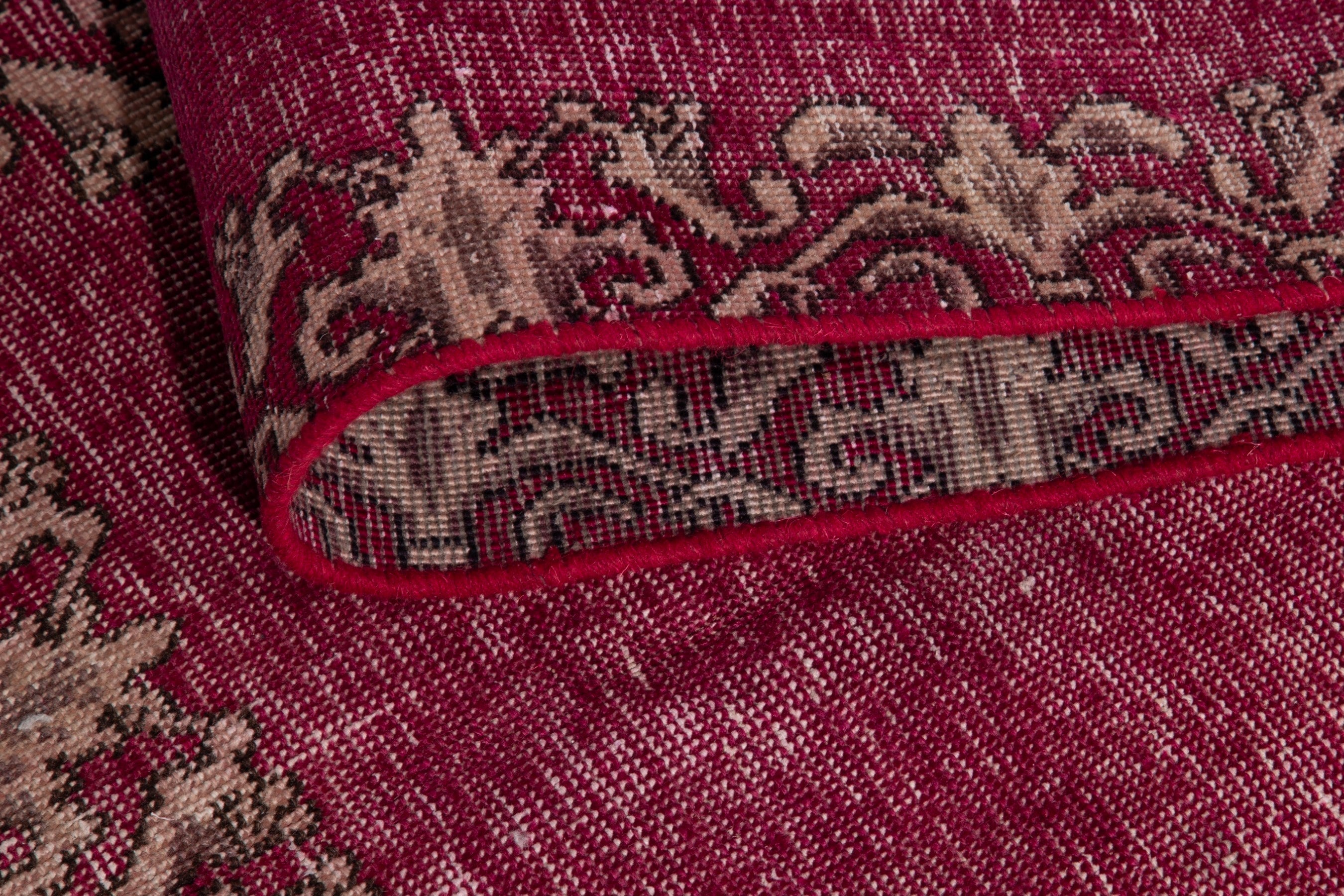 Persian Tabriz runner rug in burgundy and cream, view 13 of 17