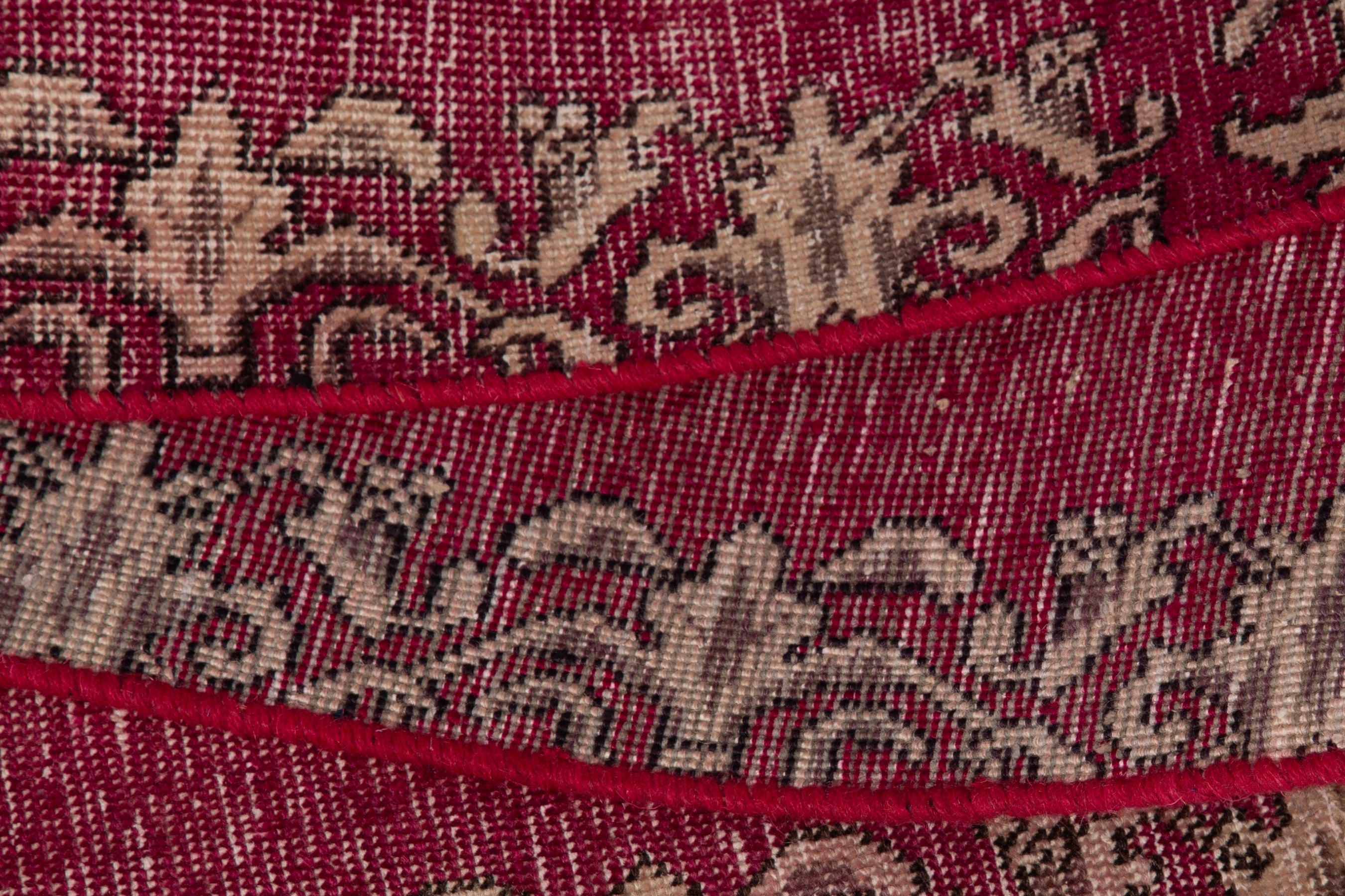 Persian Tabriz runner rug in burgundy and cream, view 14 of 17