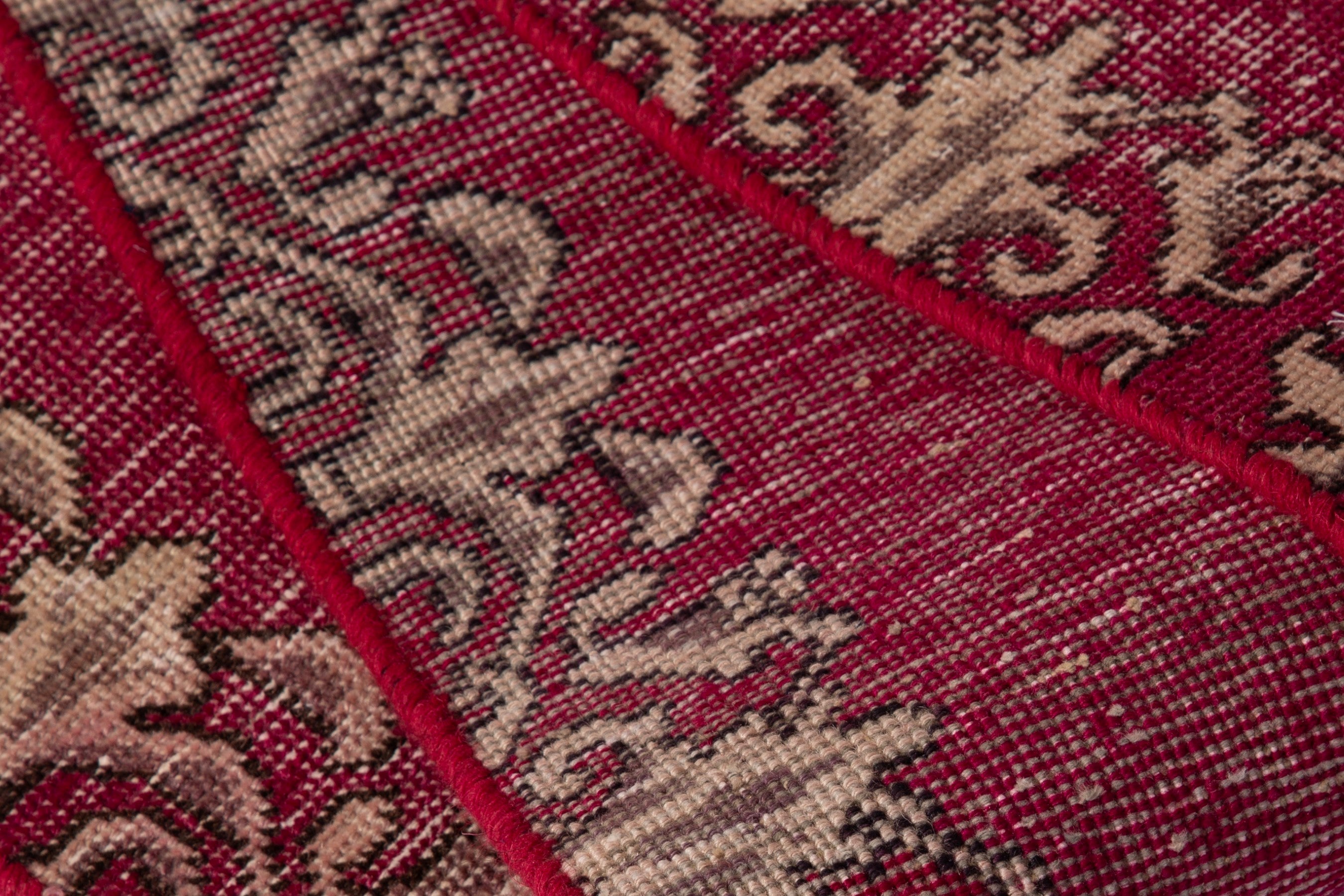 Persian Tabriz runner rug in burgundy and cream, view 15 of 17