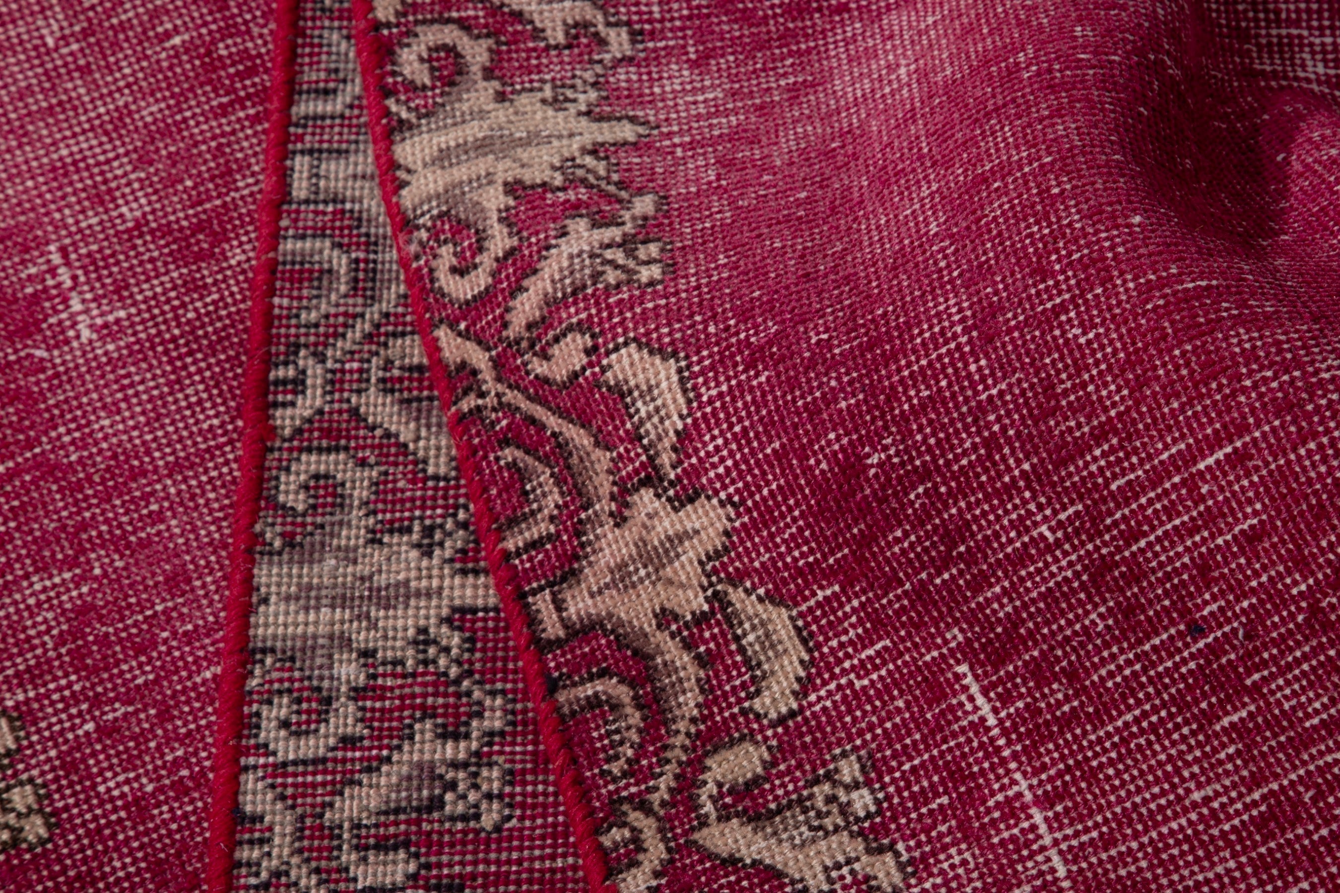 Persian Tabriz runner rug in burgundy and cream, view 16 of 17