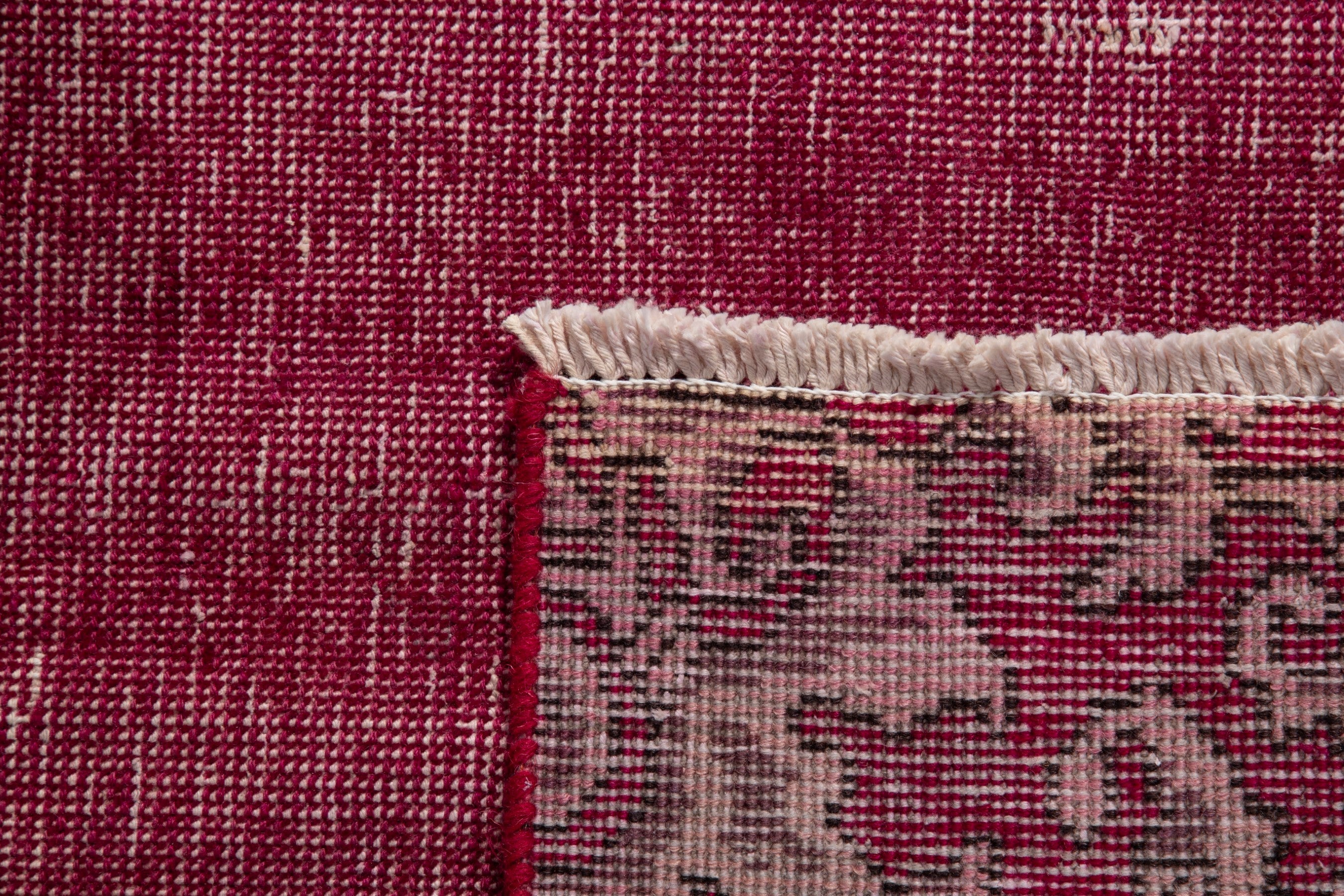 Persian Tabriz runner rug in burgundy and cream, view 17 of 17