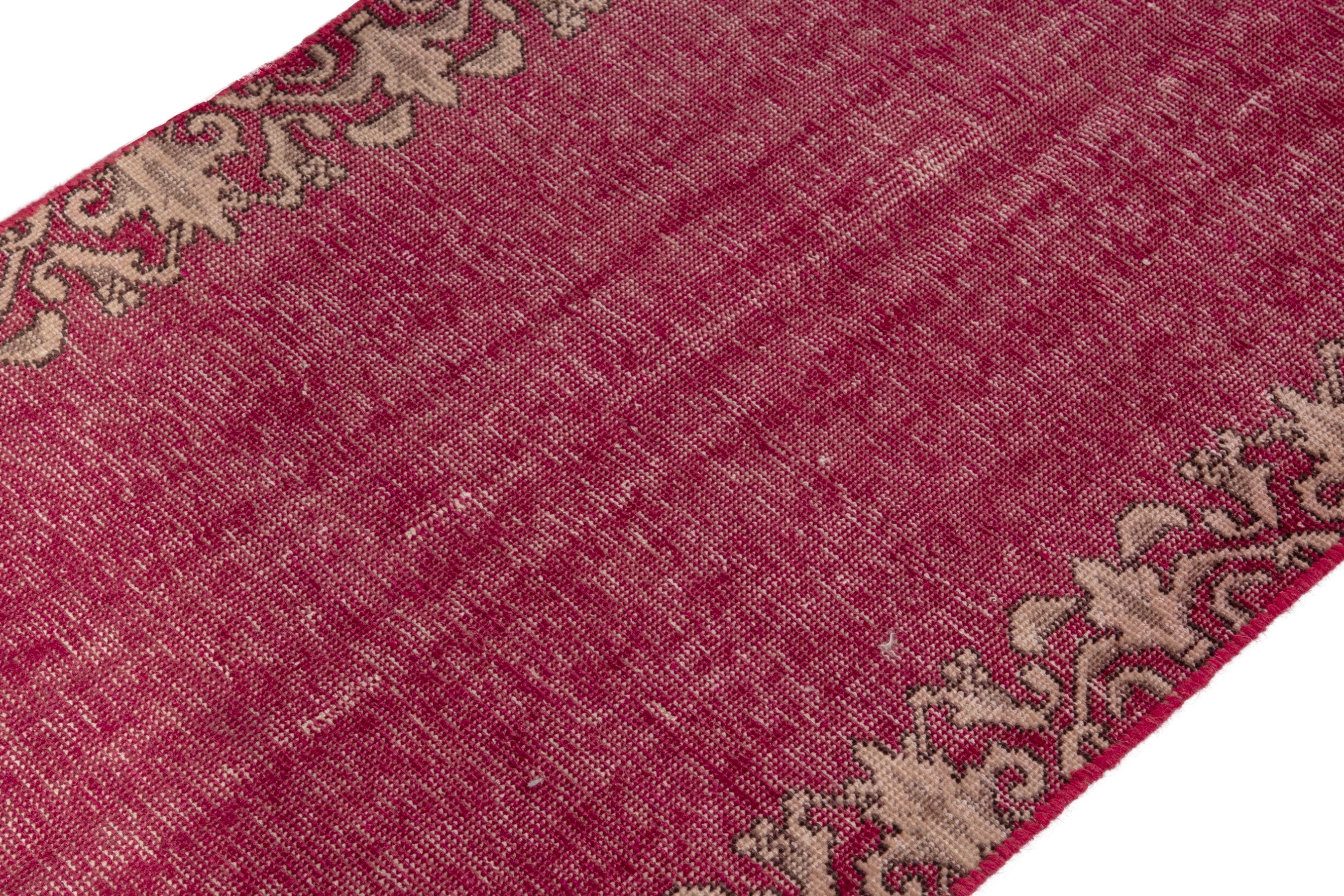 Persian Tabriz runner rug in burgundy and cream, view 6 of 17
