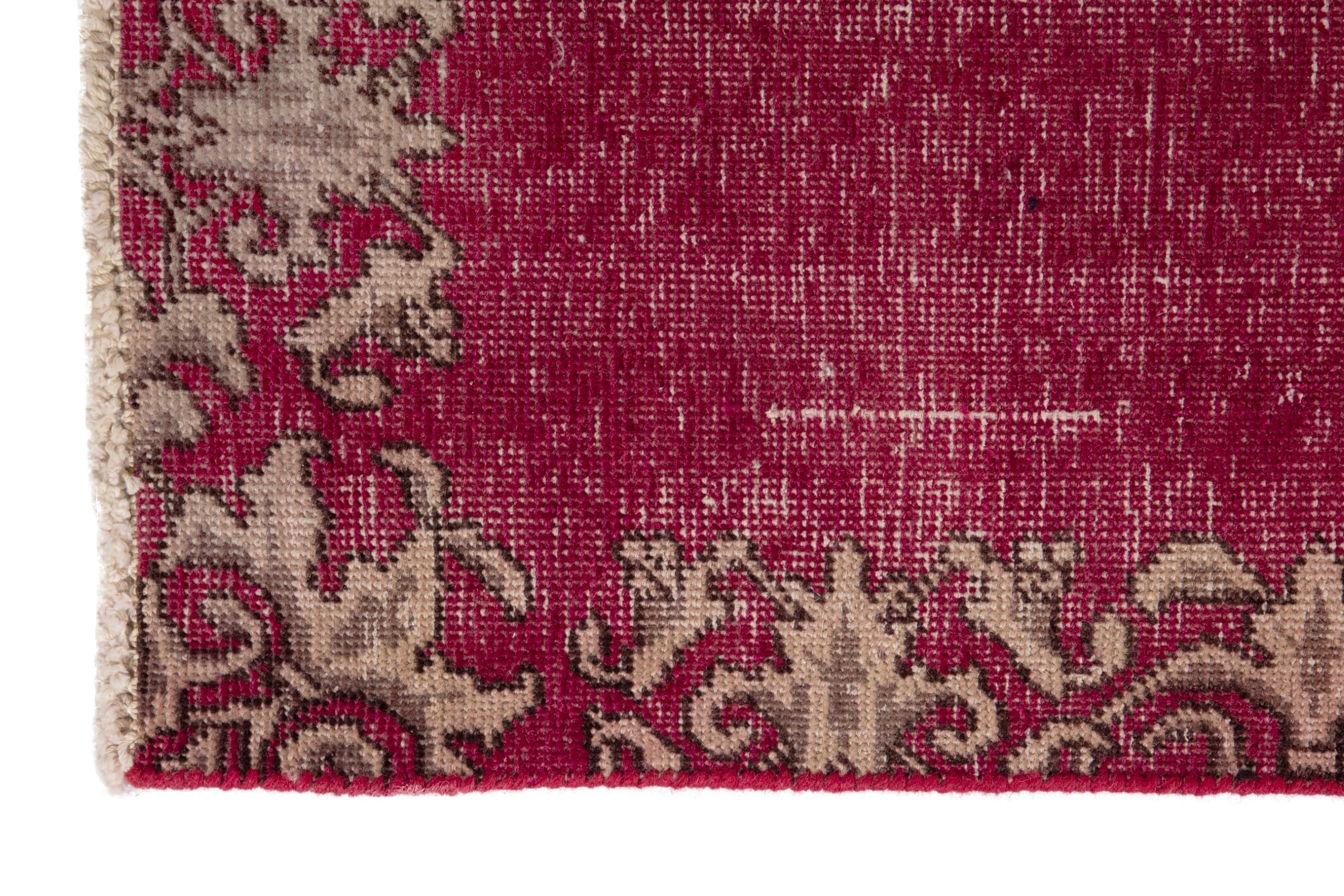 Persian Tabriz runner rug in burgundy and cream, view 5 of 17