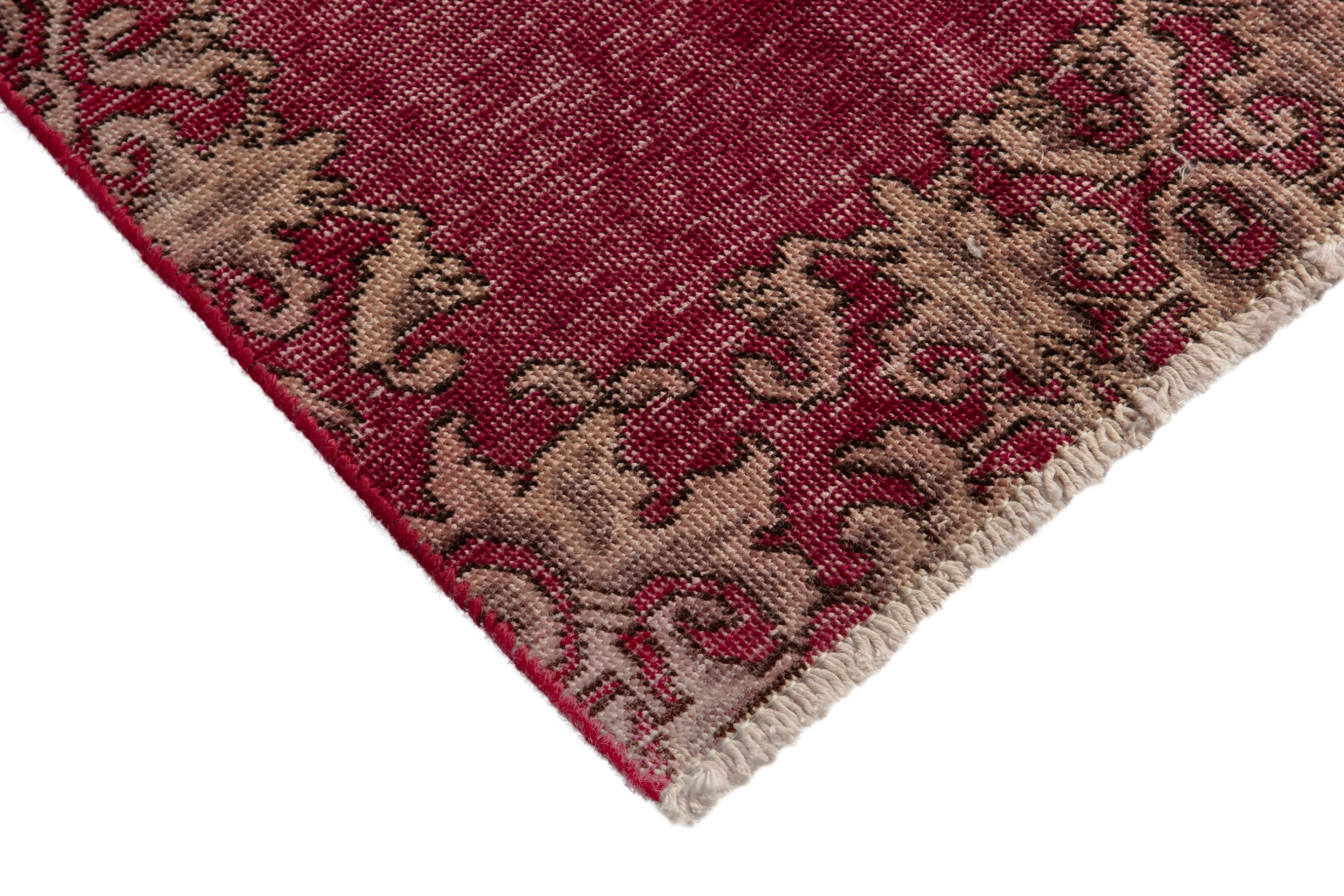 Persian Tabriz runner rug in burgundy and cream, view 4 of 17