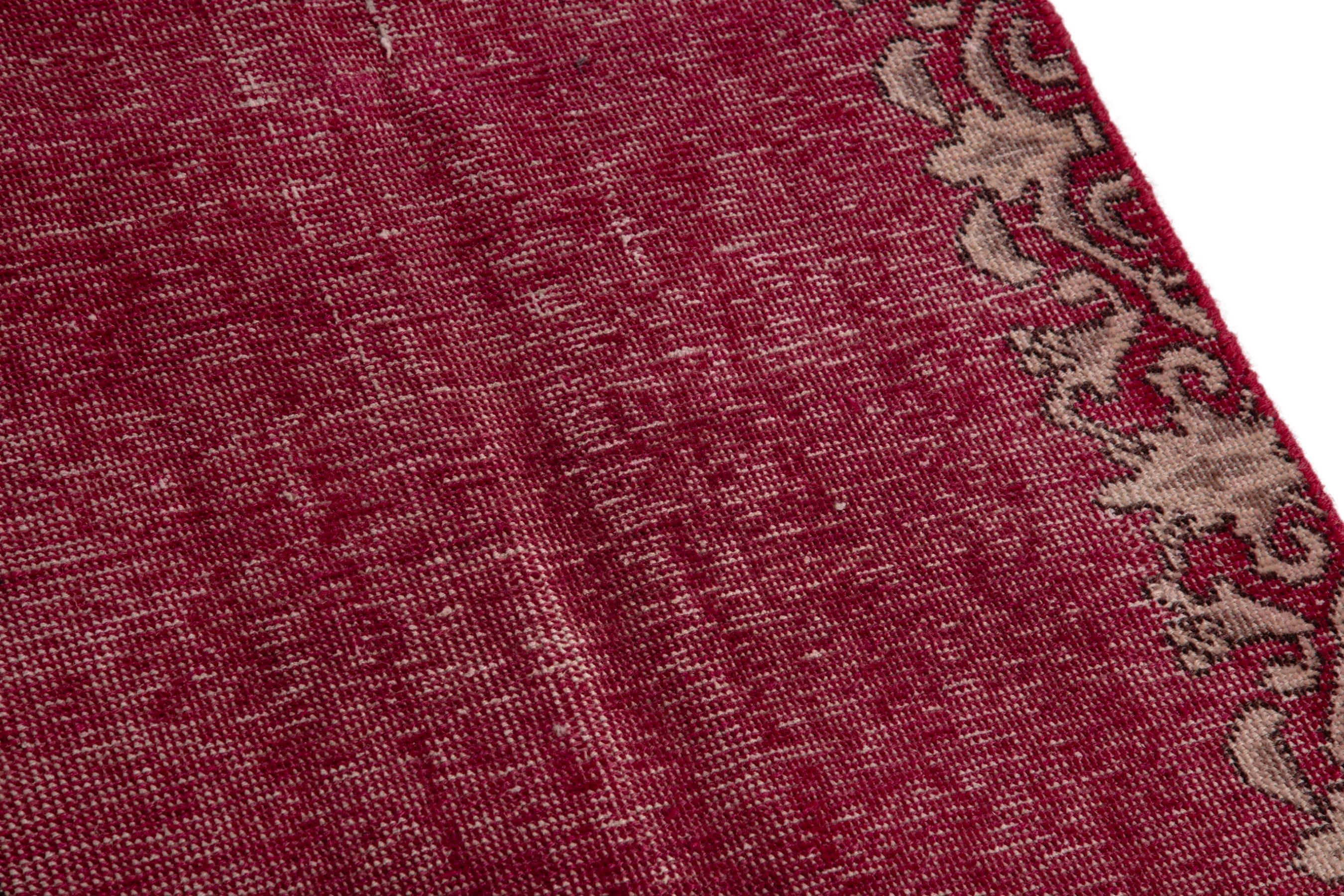 Persian Tabriz runner rug in burgundy and cream, view 7 of 17