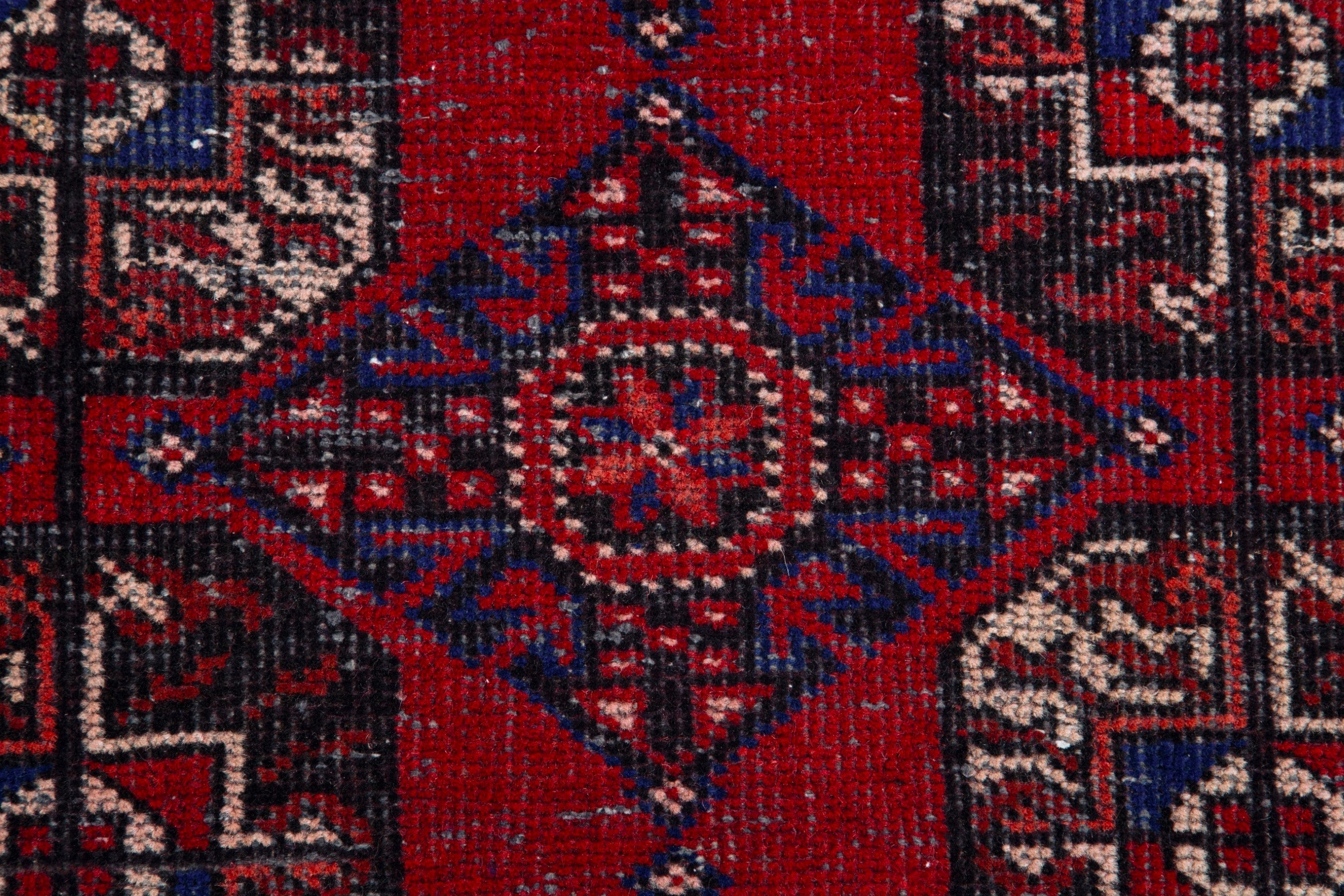Persian Ferdos runner rug in deep red and navy, view 11 of 18