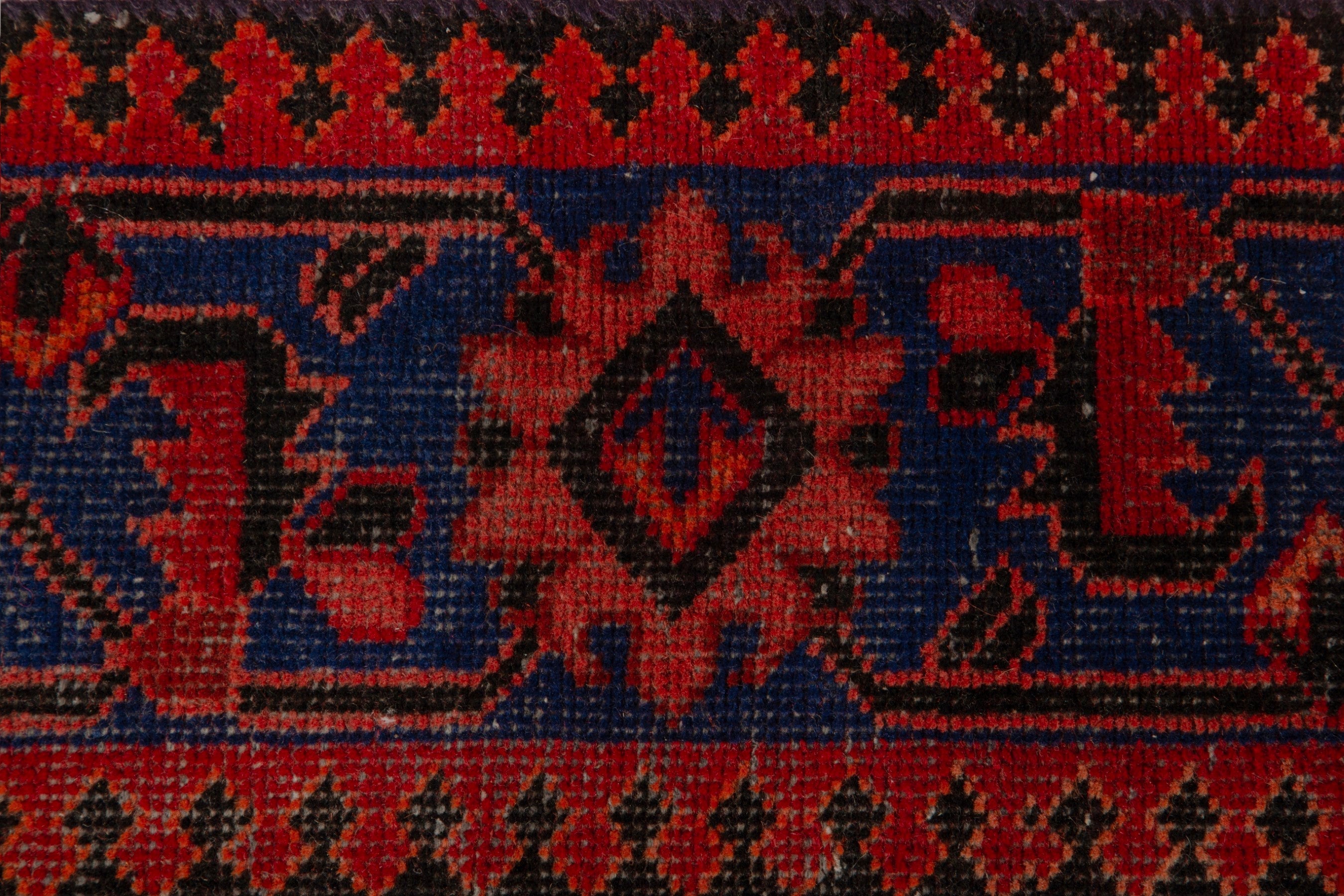 Persian Ferdos runner rug in deep red and navy, view 12 of 18