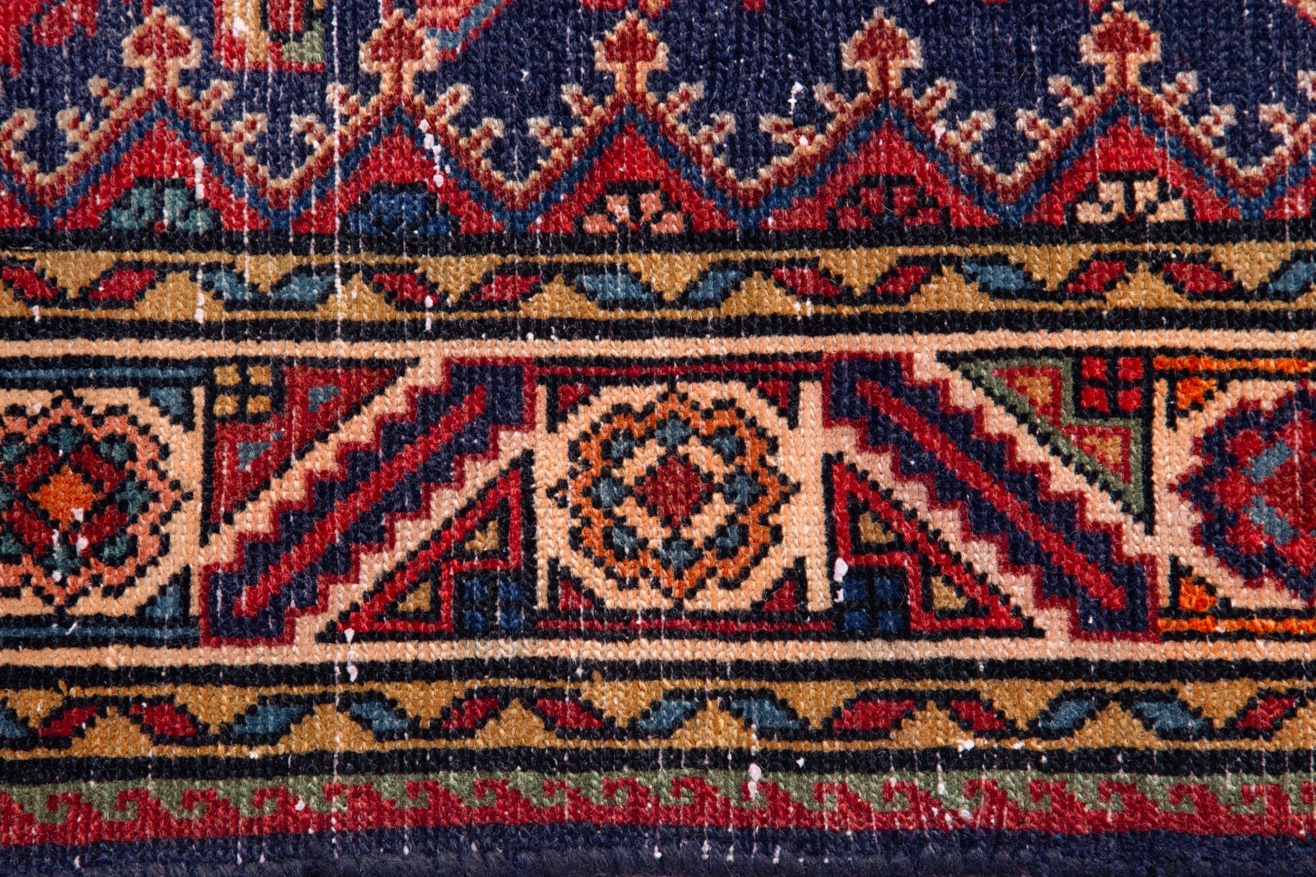 Persian Hamedan runner rug in deep red and cream, view 10 of 18