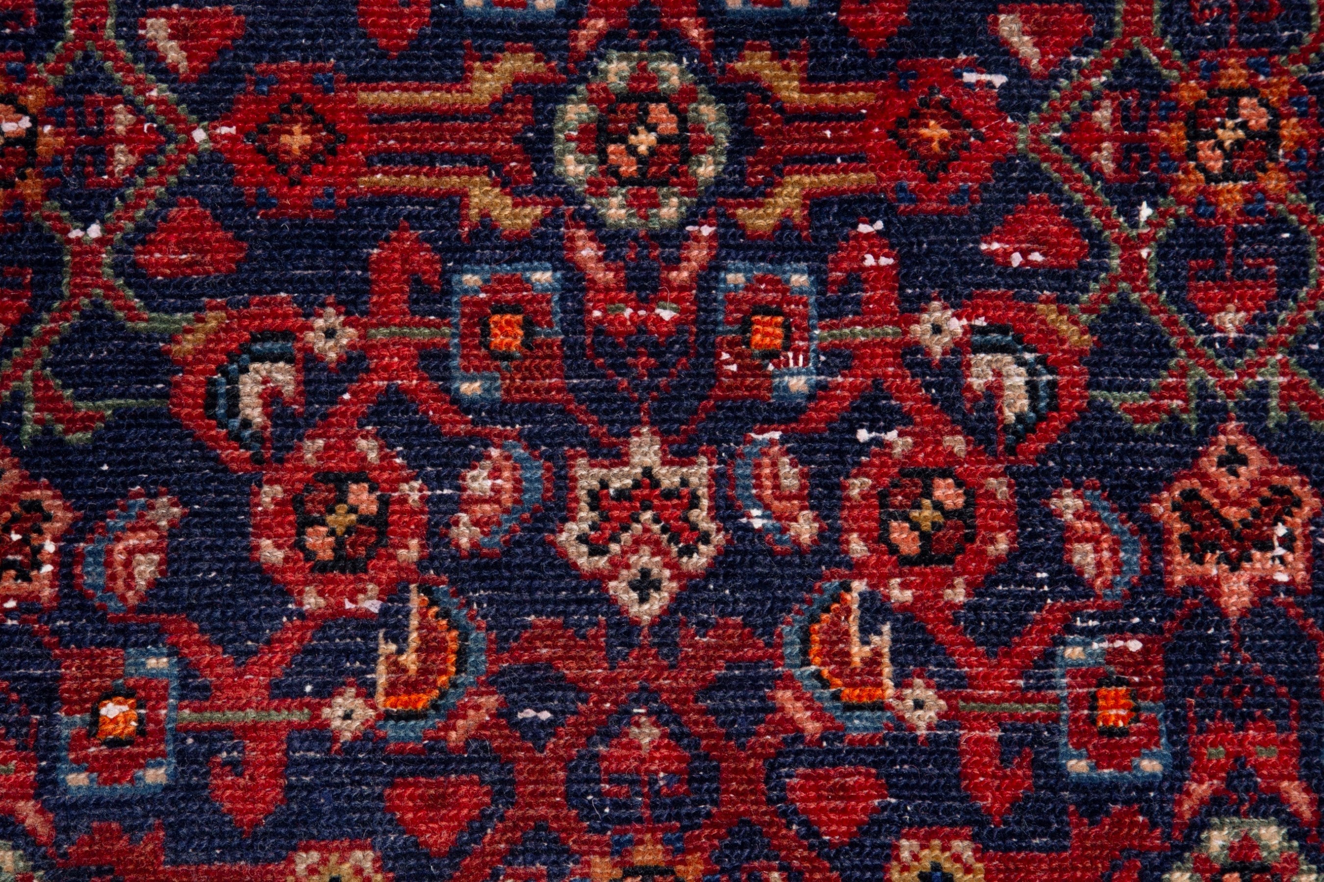 Persian Hamedan runner rug in deep red and cream, view 11 of 18