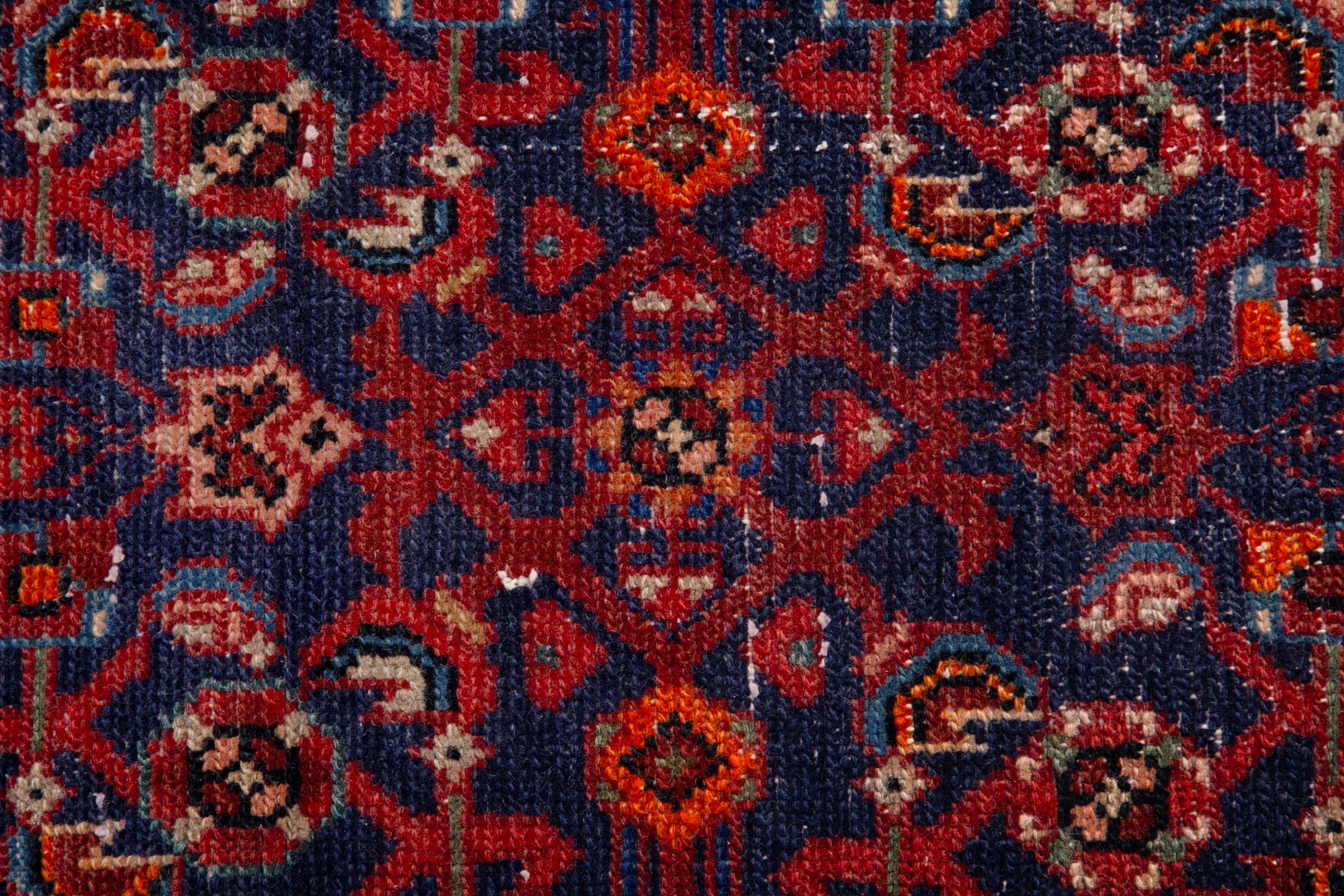 Persian Hamedan runner rug in deep red and cream, view 12 of 18