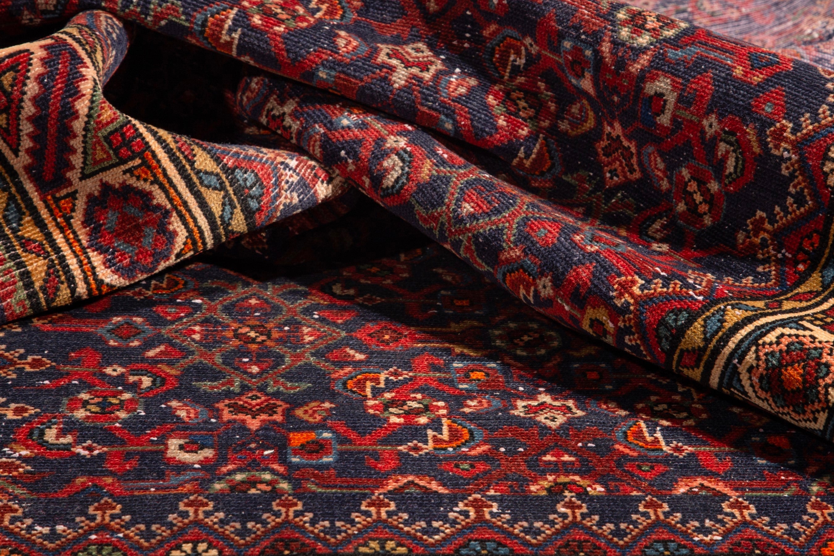 Persian Hamedan runner rug in deep red and cream, view 14 of 18