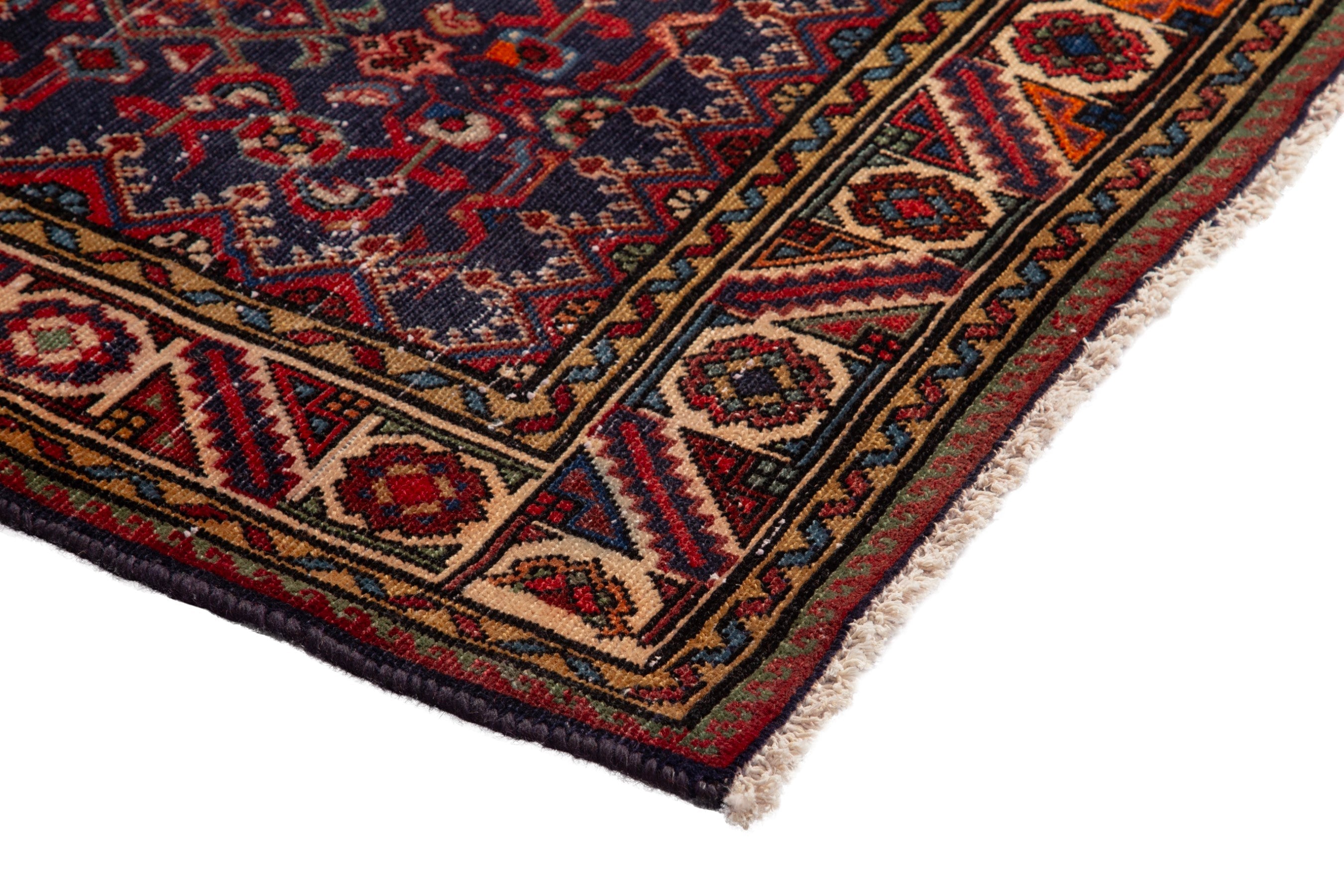 Persian Hamedan runner rug in deep red and cream, view 4 of 18