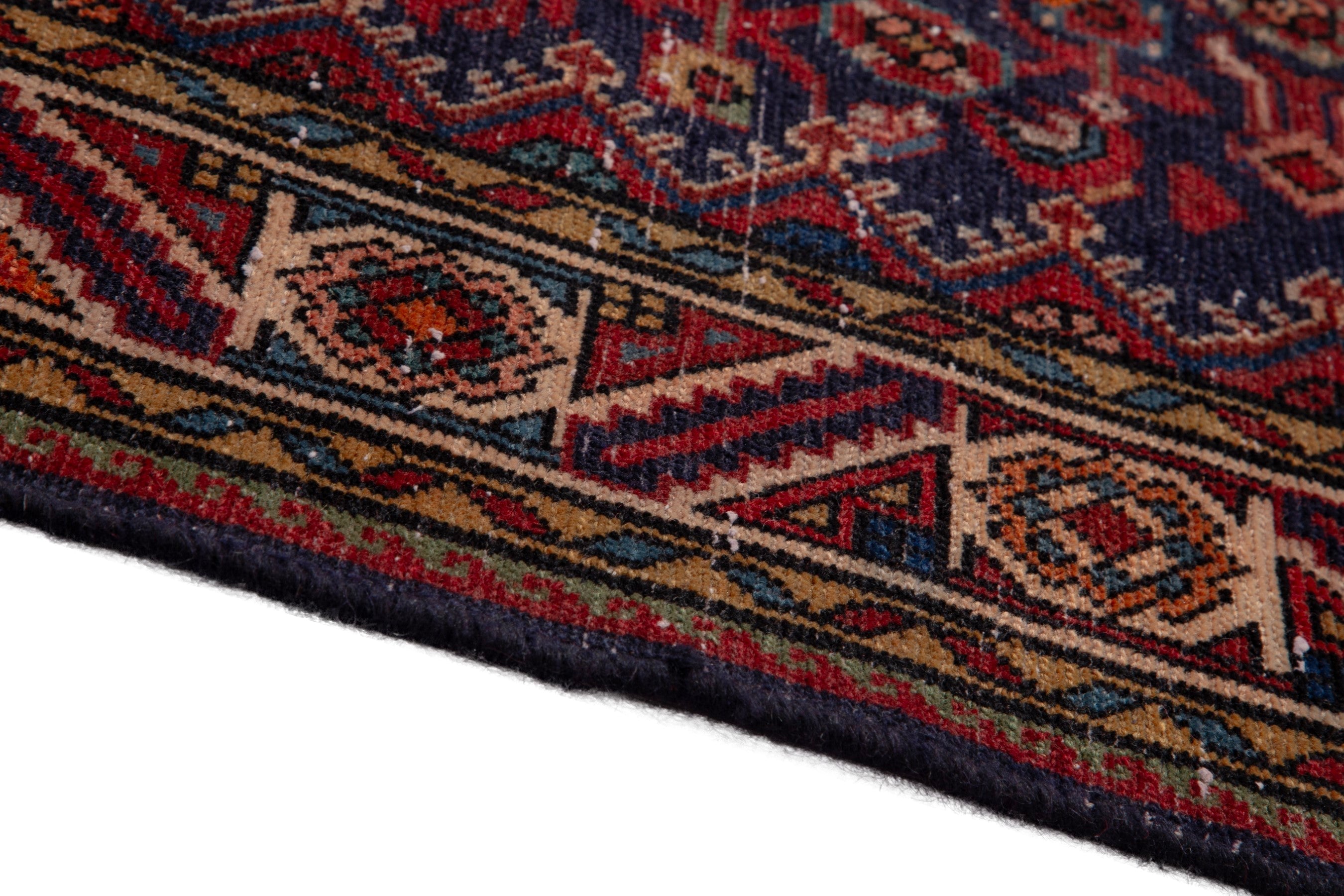 Persian Hamedan runner rug in deep red and cream, view 8 of 18