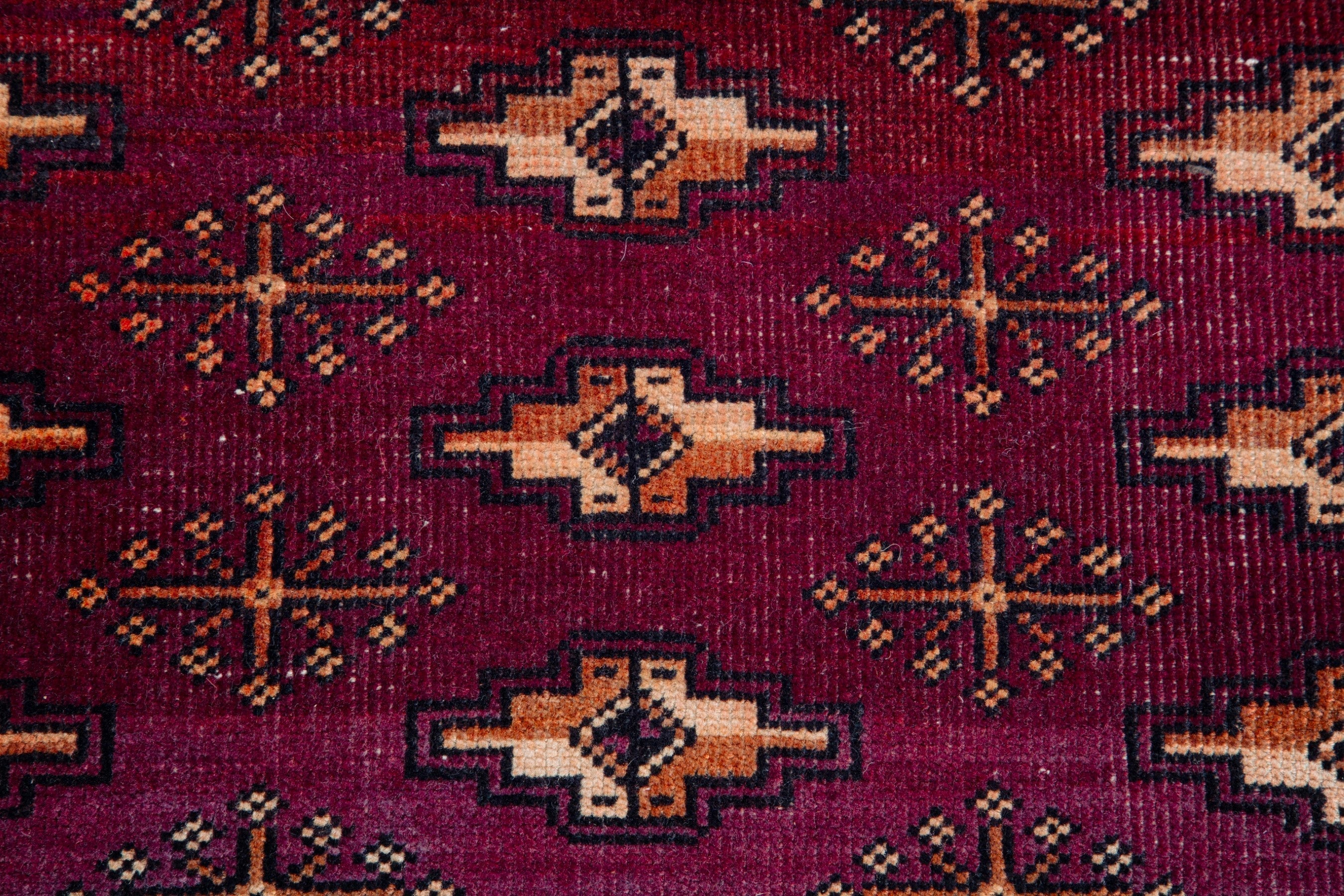 Persian Torkaman runner rug in burgundy and cream, view 10 of 15