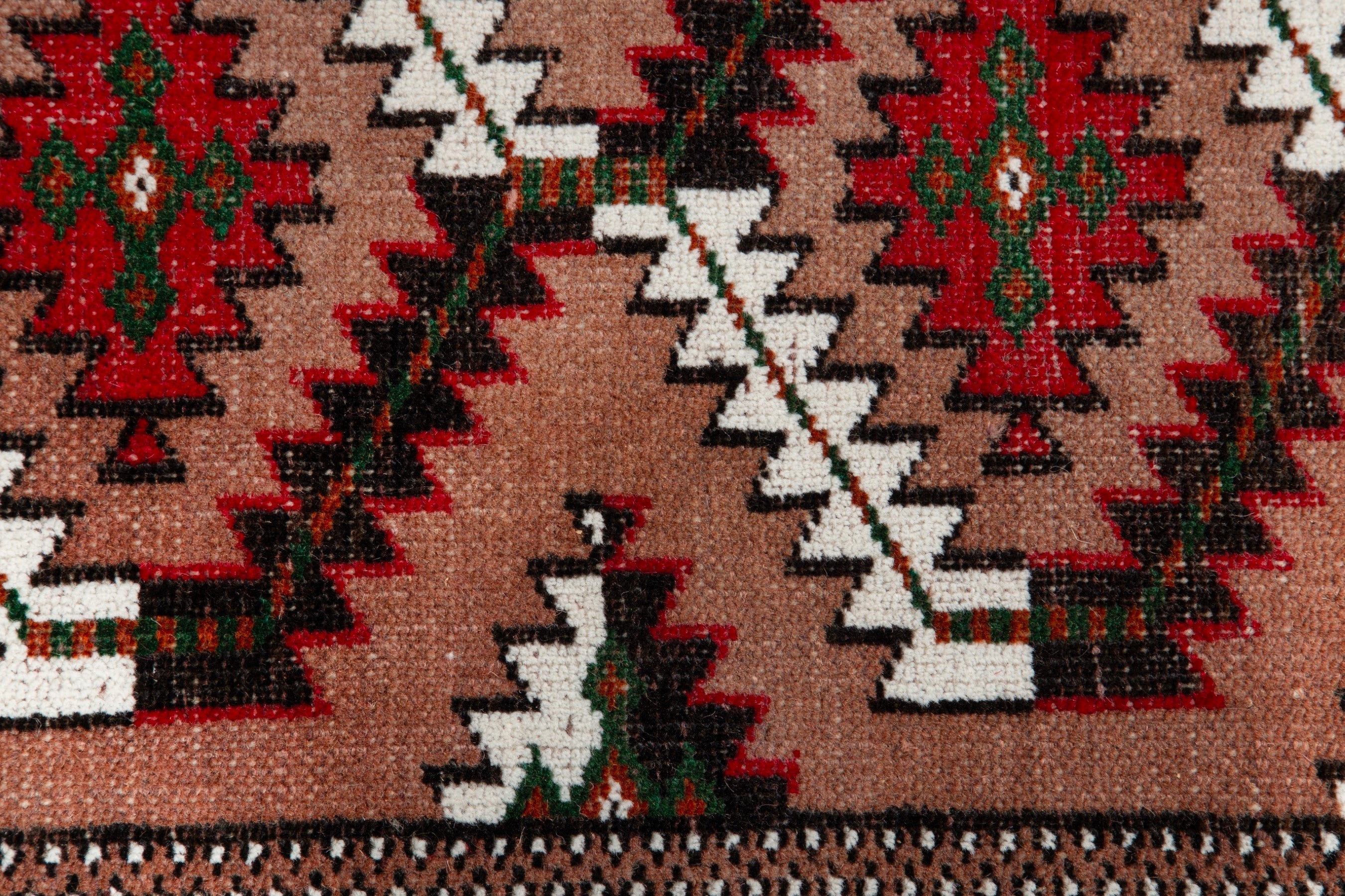 Persian Torkaman accent rug in terracotta and rust, view 10 of 16